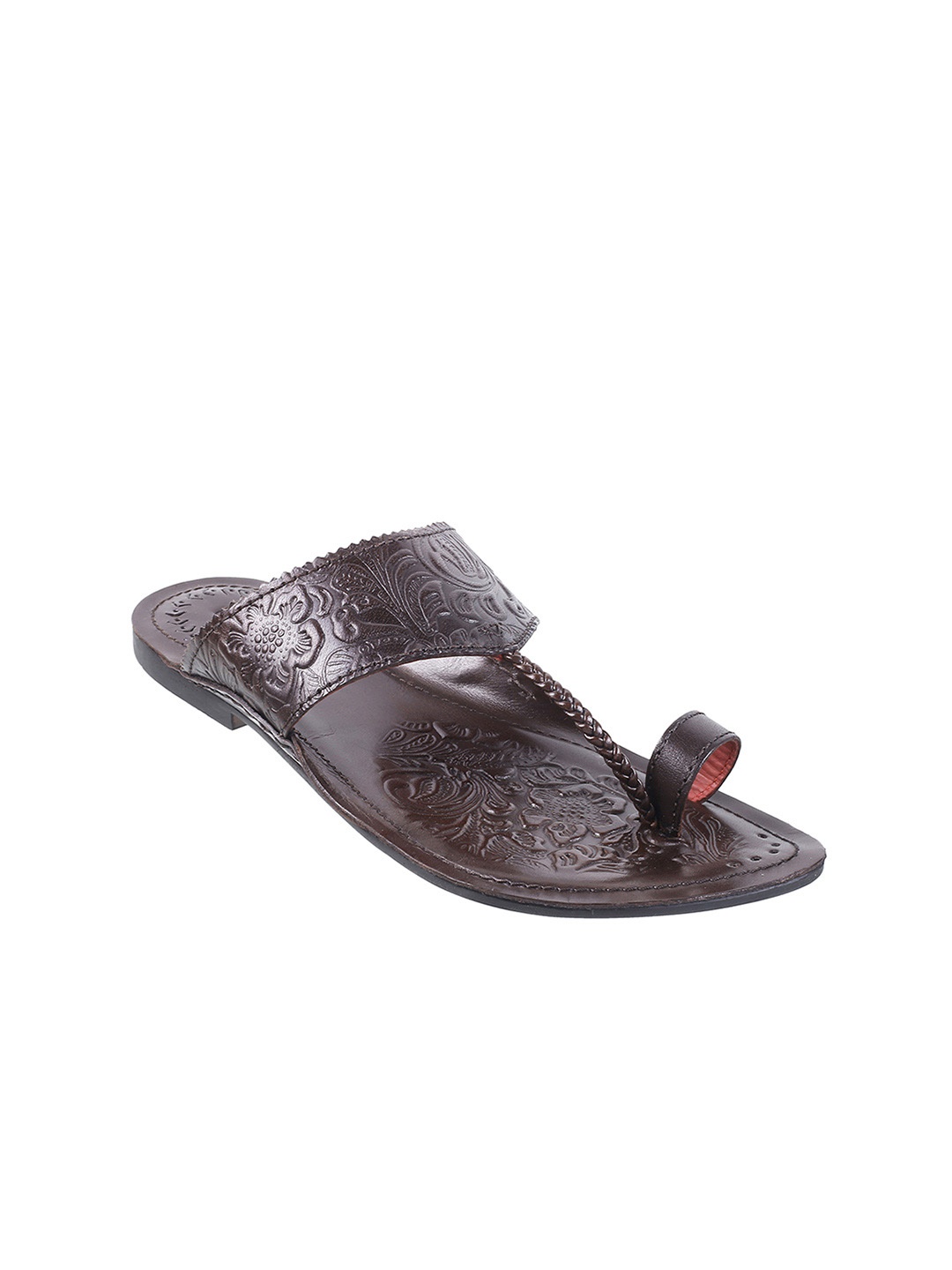 

DAVINCHI Men Textured One Toe Leather Comfort Sandals, Maroon