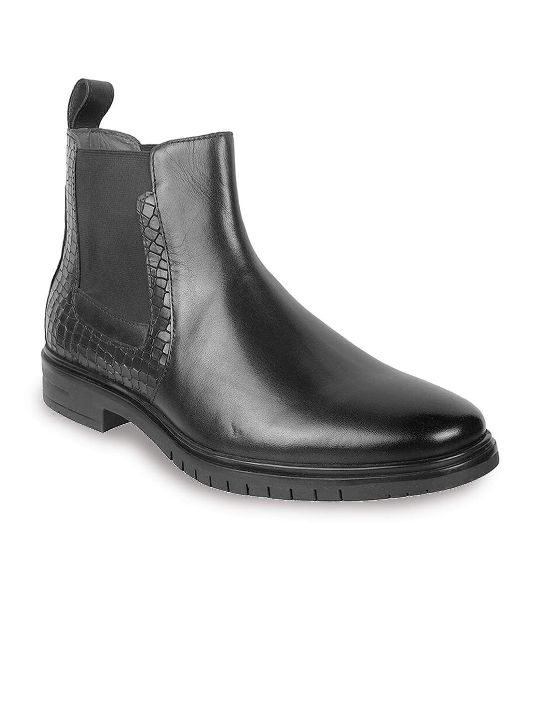 

DAVINCHI Men Round Toe Mid Top Chelsea Boots, Black