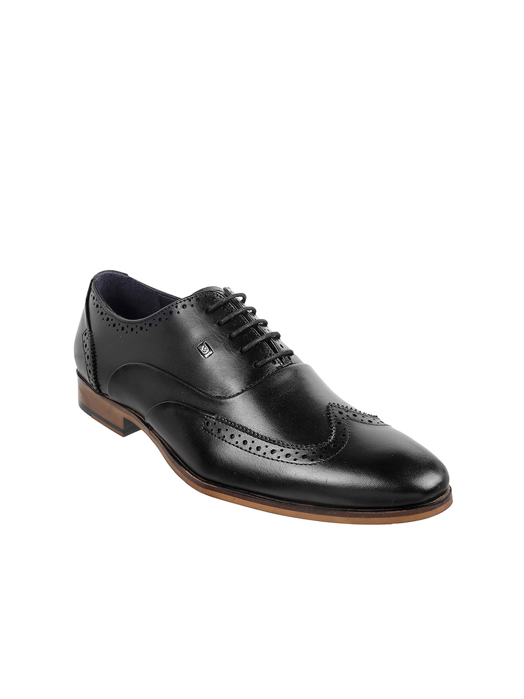 

DAVINCHI Men Leather Formal Brogues, Black