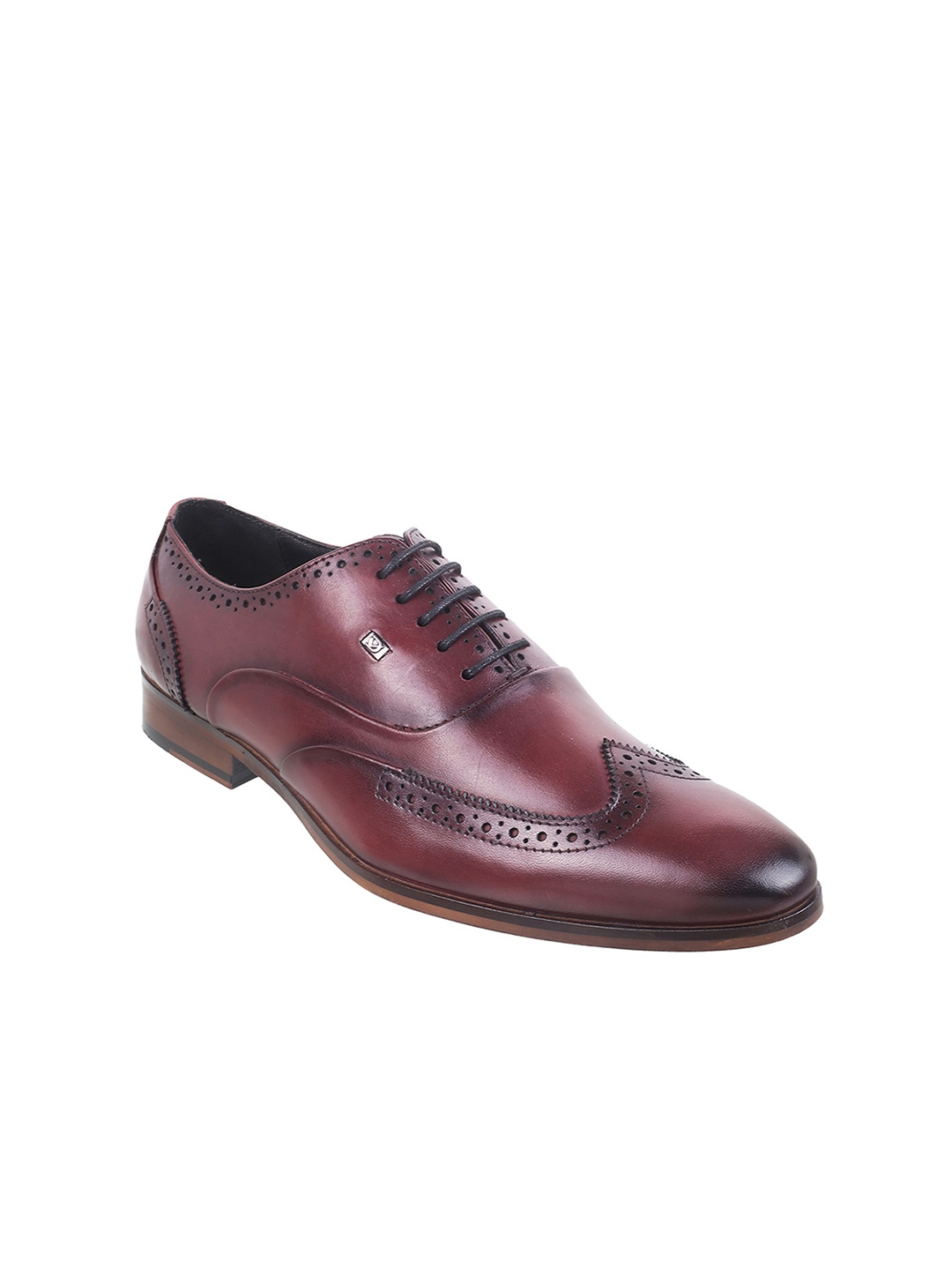 

DAVINCHI Men Leather Formal Brogues, Maroon