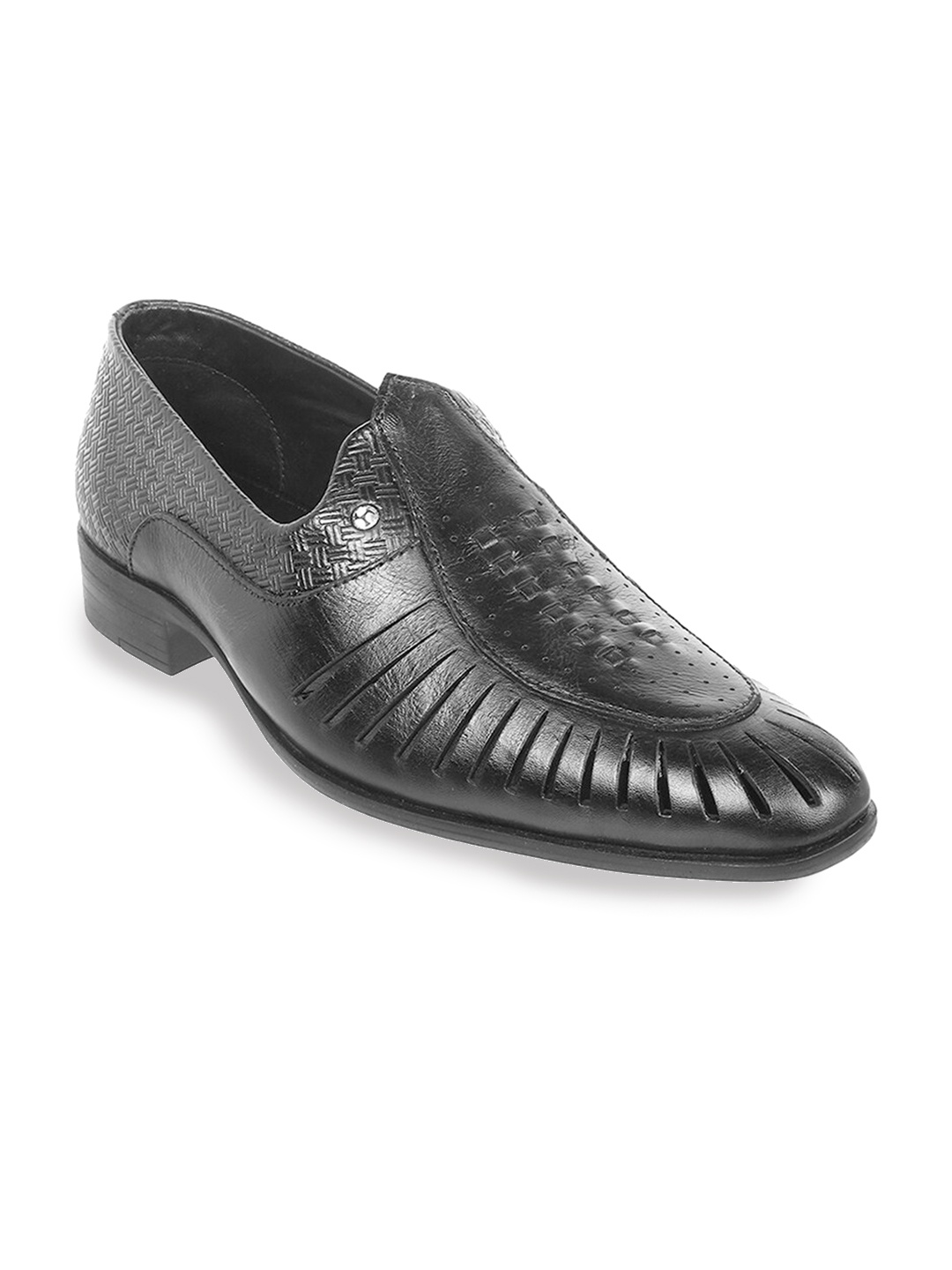 

Mochi Men Textured Leather Mojaris, Black