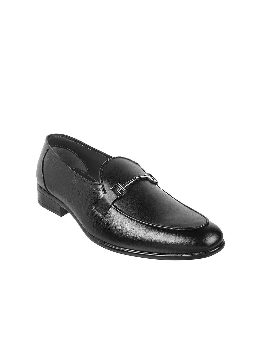 

Mochi Men Leather Formal Horsebit Loafers, Black