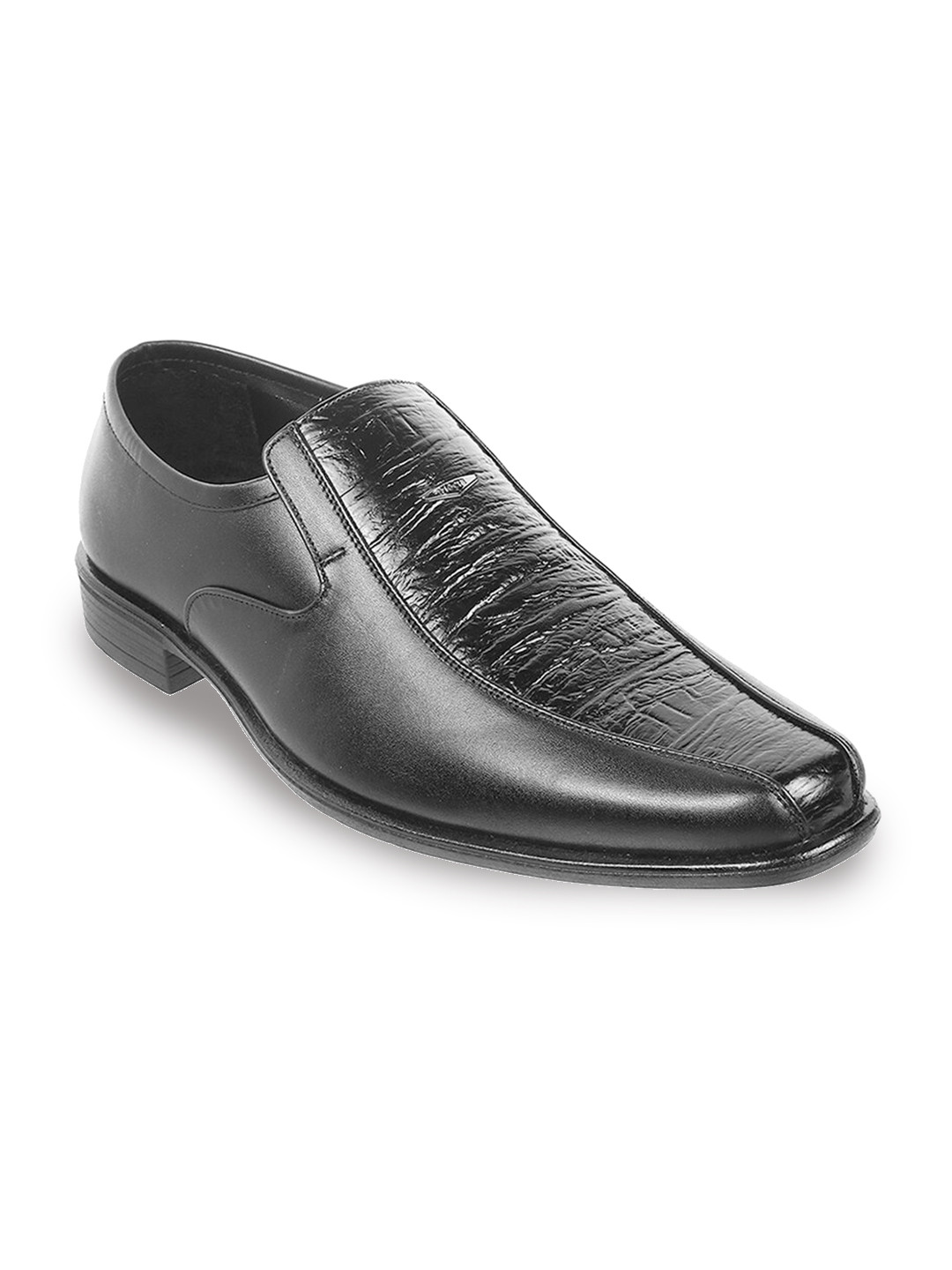 

Mochi Men Textured Leather Slip On Formal Shoes, Black