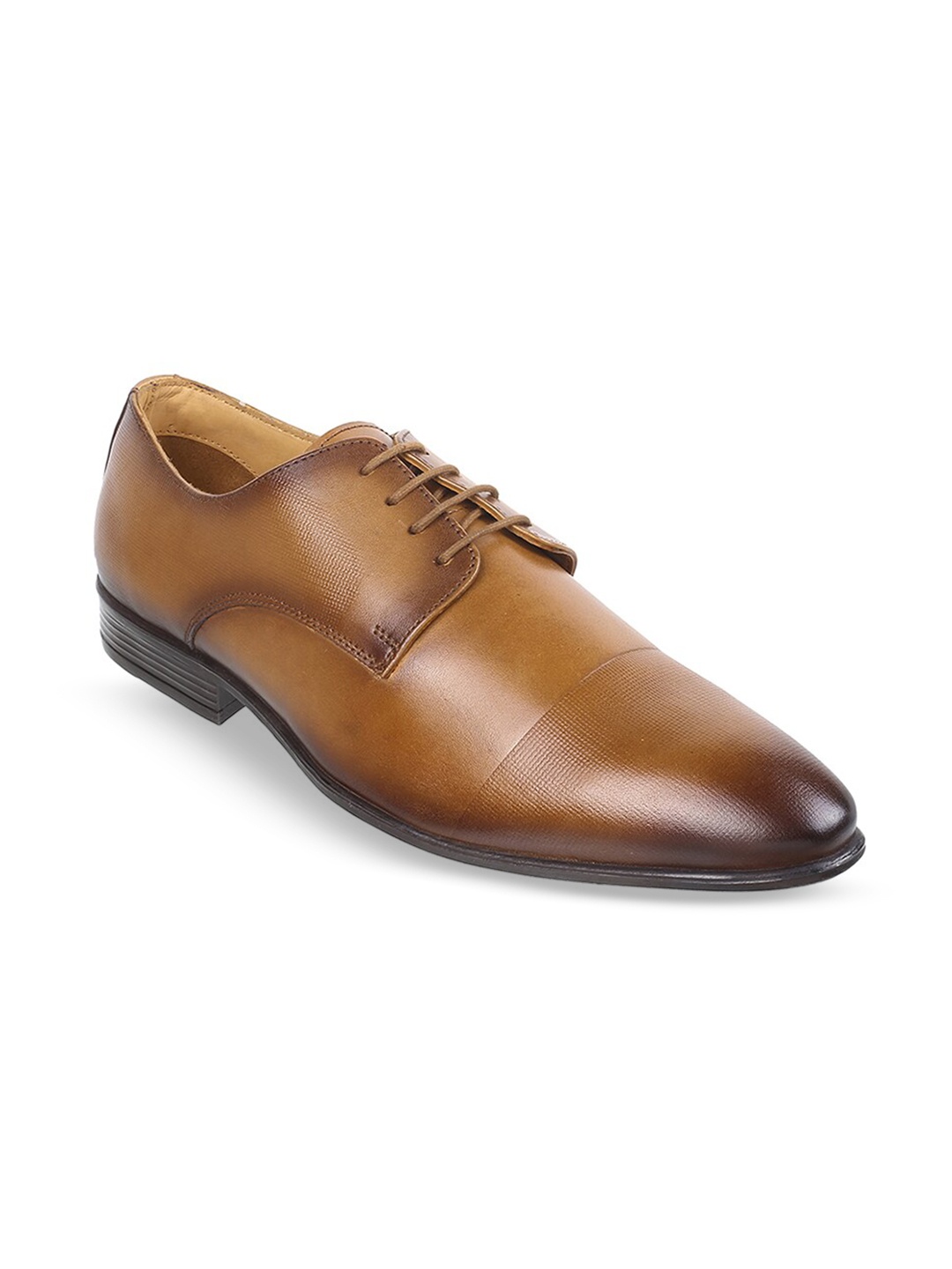 

Mochi Men Textured Leather Formal Derbys, Tan