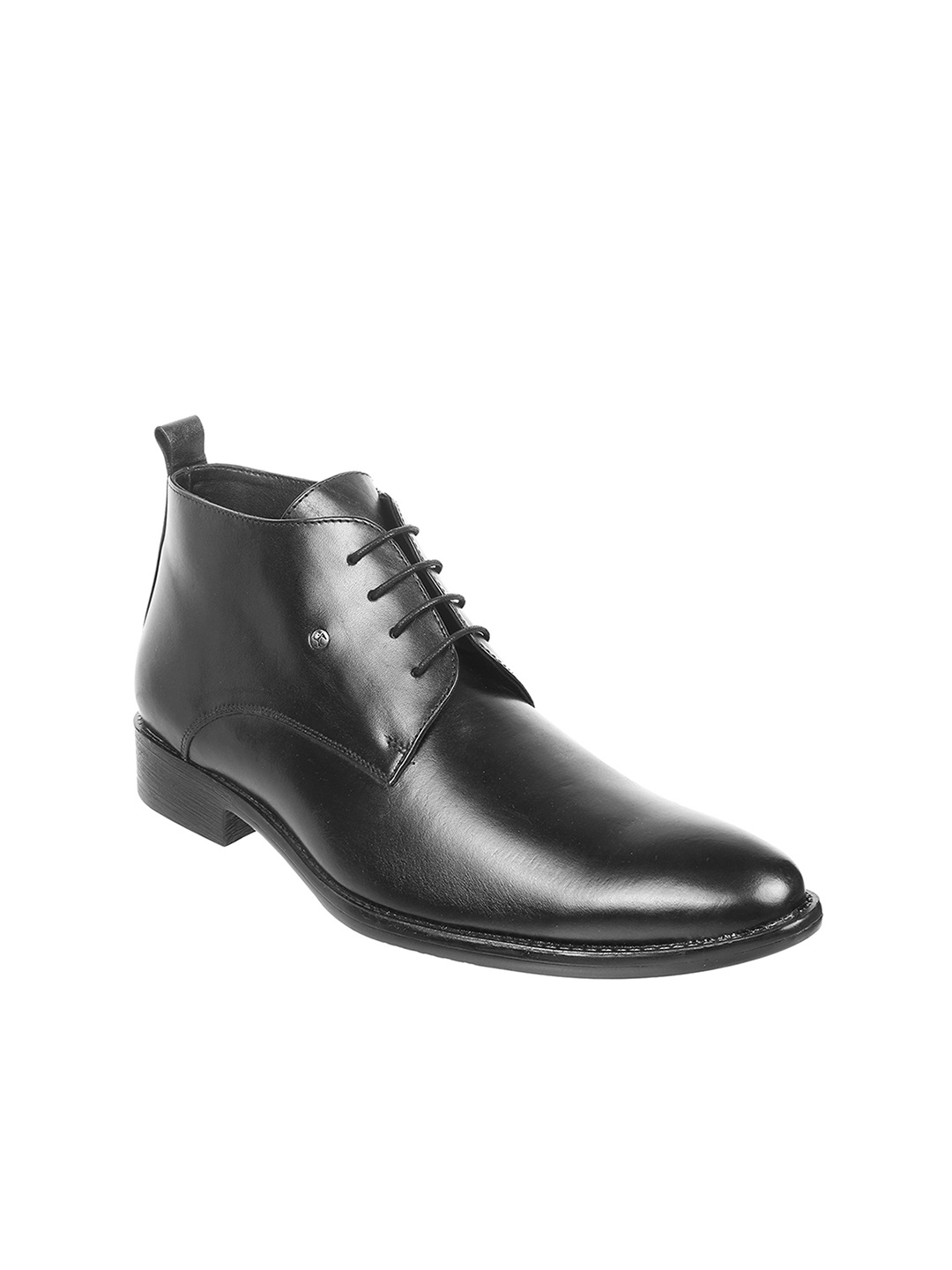 

Mochi Men Mid-Top Leather Formal Derby Shoes, Black