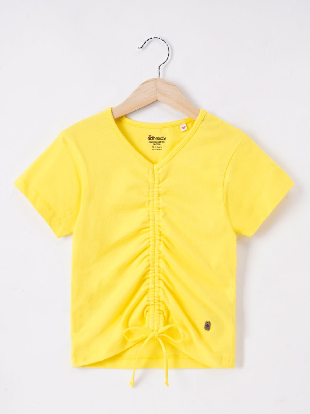 

edheads Girls V-Neck Cotton T-shirt, Yellow