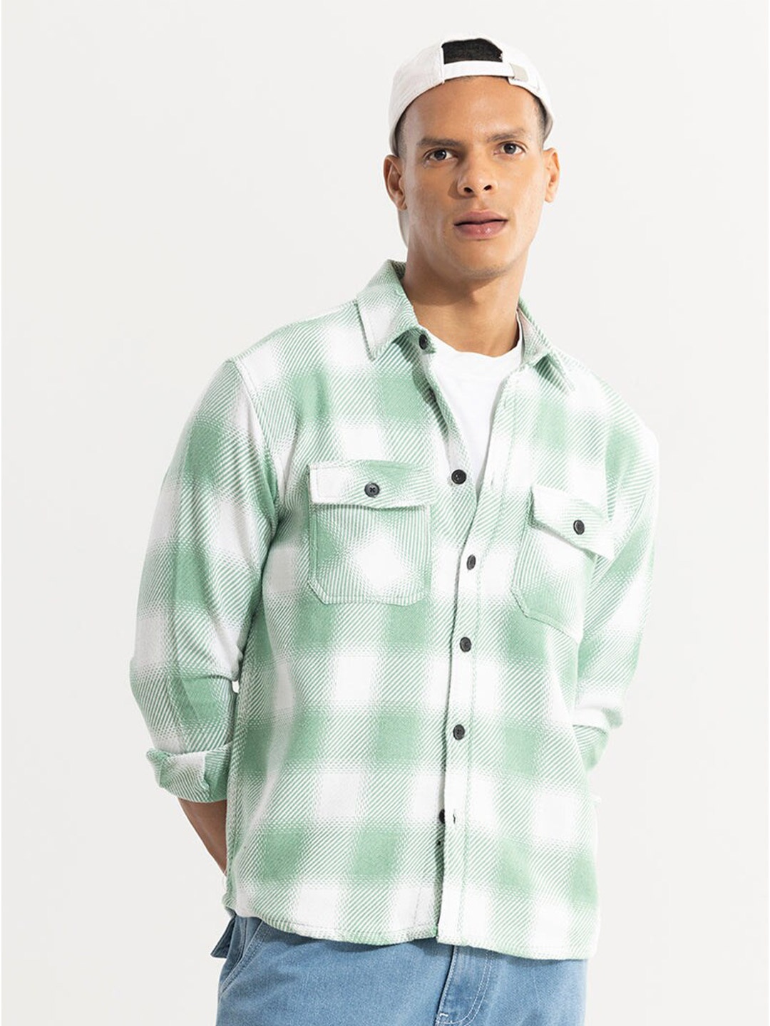 

Snitch Green Buffalo Checks Cotton Classic Tailored Fit Opaque Casual Shirt