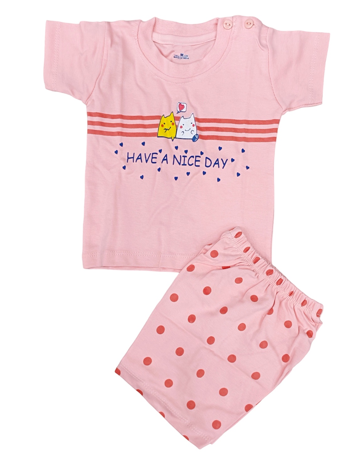 

BAESD Kids Printed Pure Cotton T-shirt with Shorts, Pink