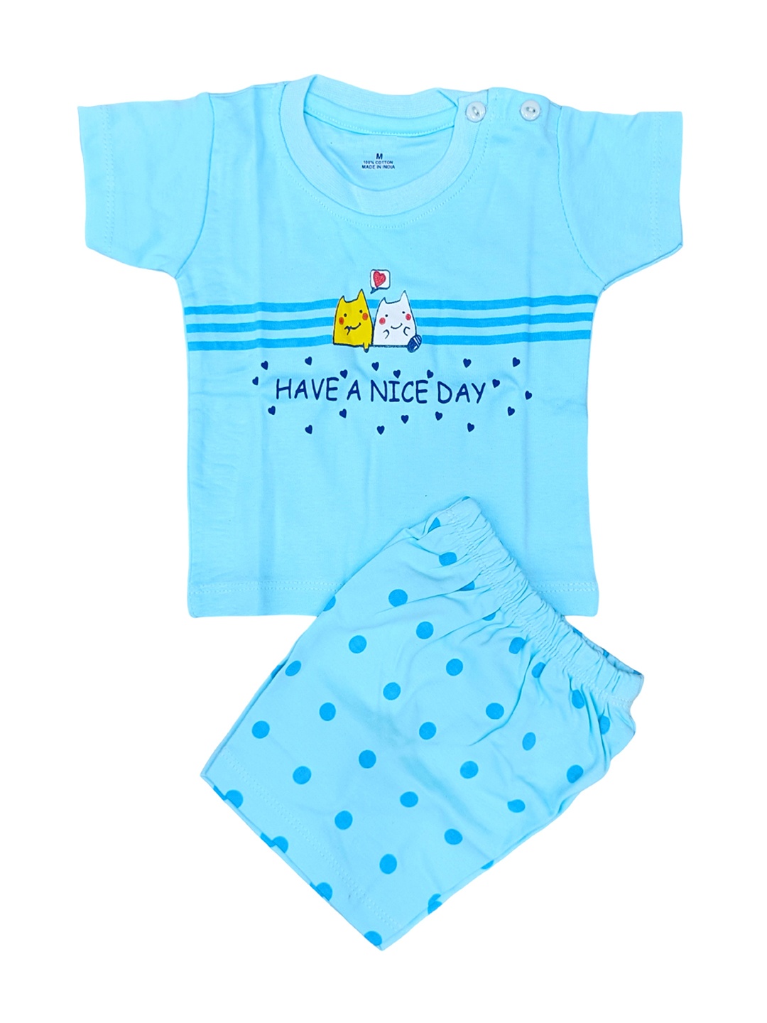 

BAESD Infants Printed Pure Cotton T-shirt with Shorts, Blue