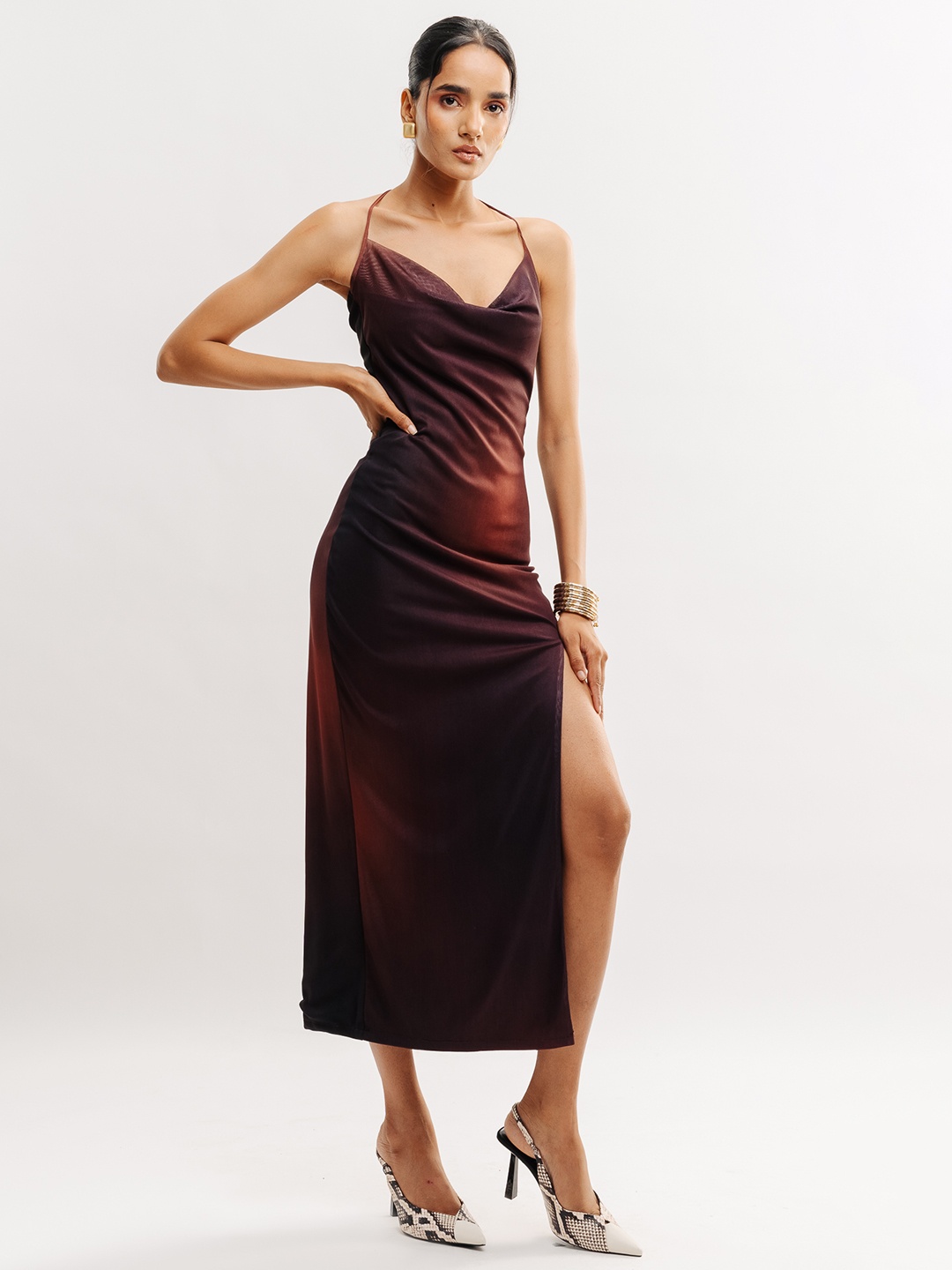 

FREAKINS Sheath Midi Dress, Brown