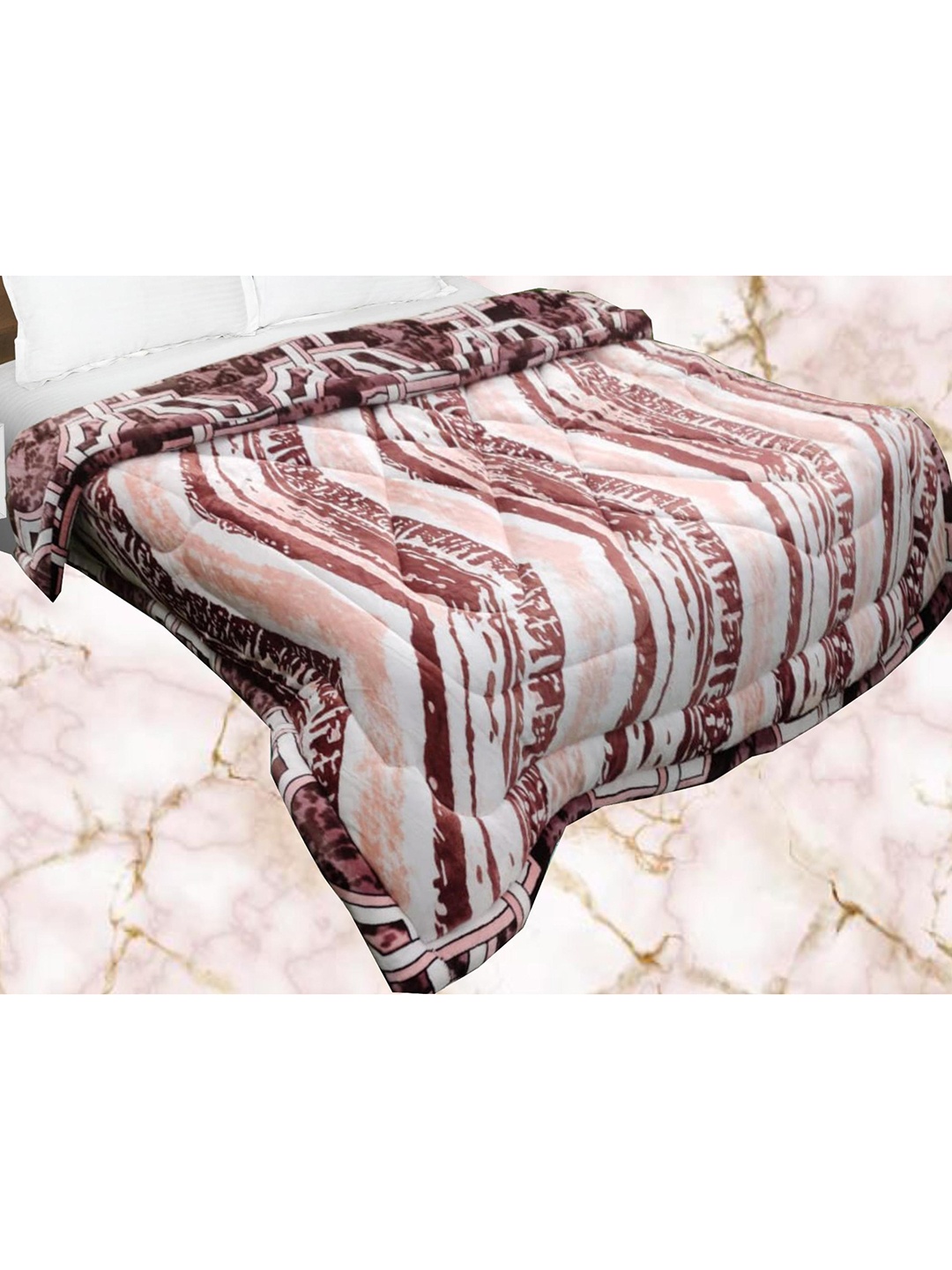 

Signature Bellagio White & Brown Abstract Heavy Winter 400 GSM Double Bed Quilt