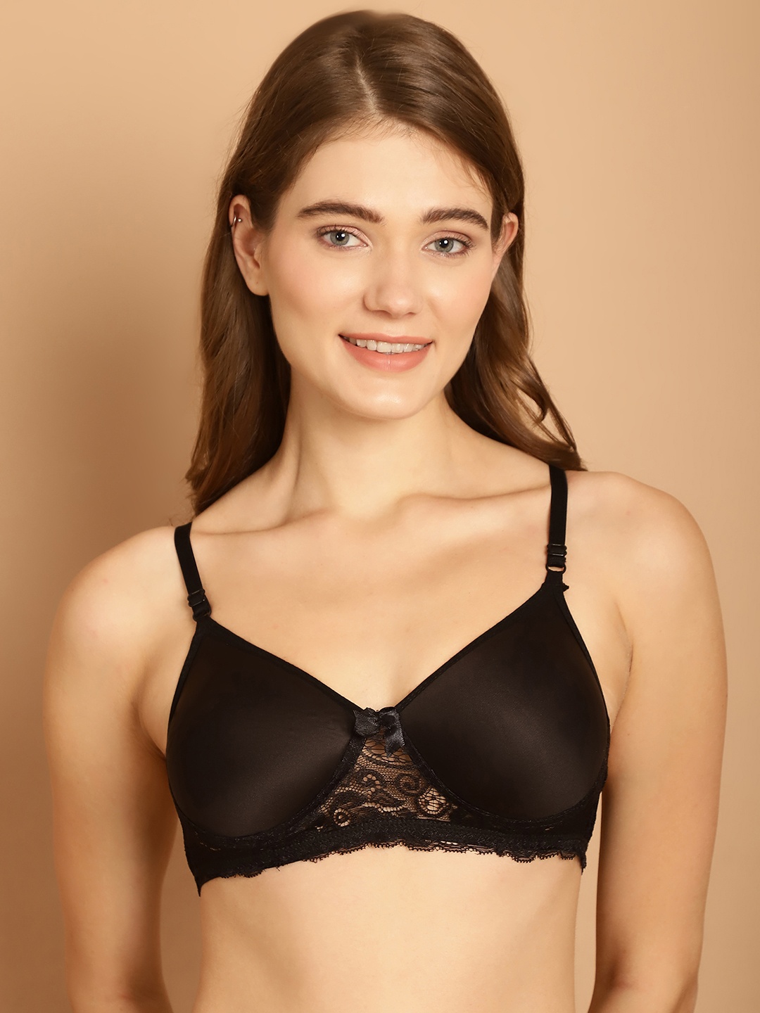 

Friskers Medium Coverage Bralette Bra, Black