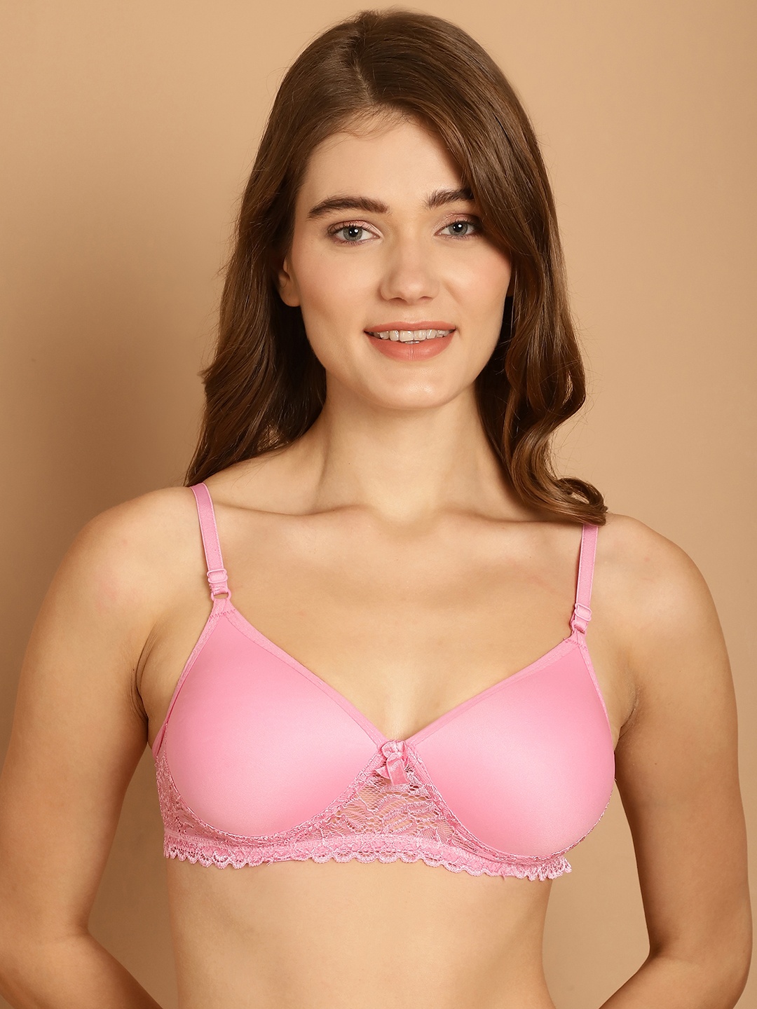 

Friskers Medium Coverage Bralette Bra with All Day Comfort, Pink