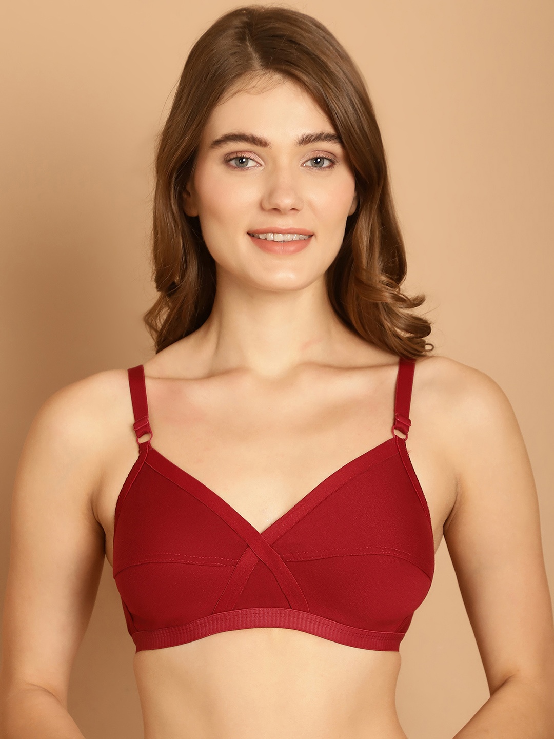 

Friskers Medium Coverage Bralette Bra, Maroon