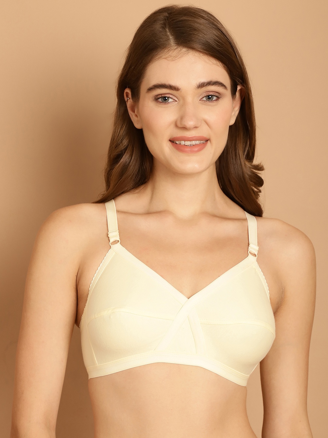 

Friskers Medium Coverage Bralette Bra with All Day Comfort, Cream