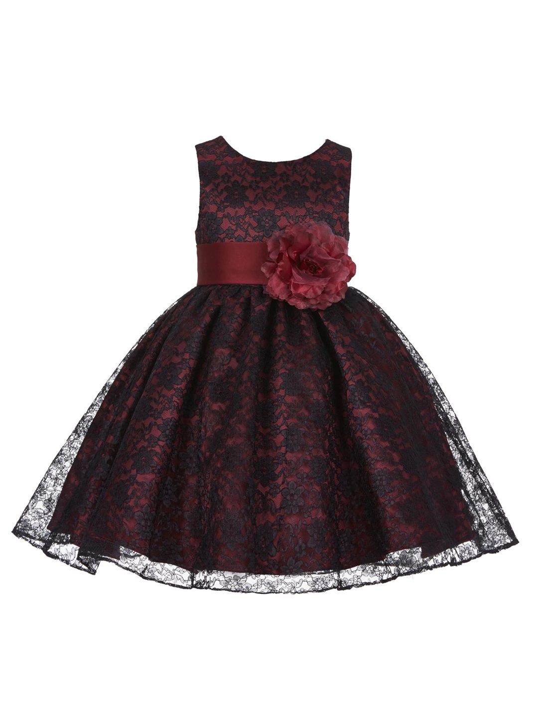

BAESD Girls Satin Fit & Flare Party Dress, Maroon