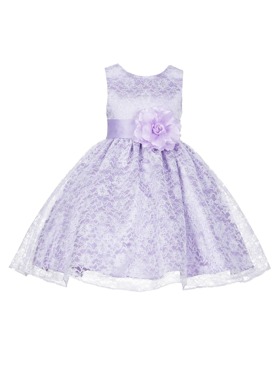 

BAESD Kids-Girls Floral Satin Fit & Flare Dress, White