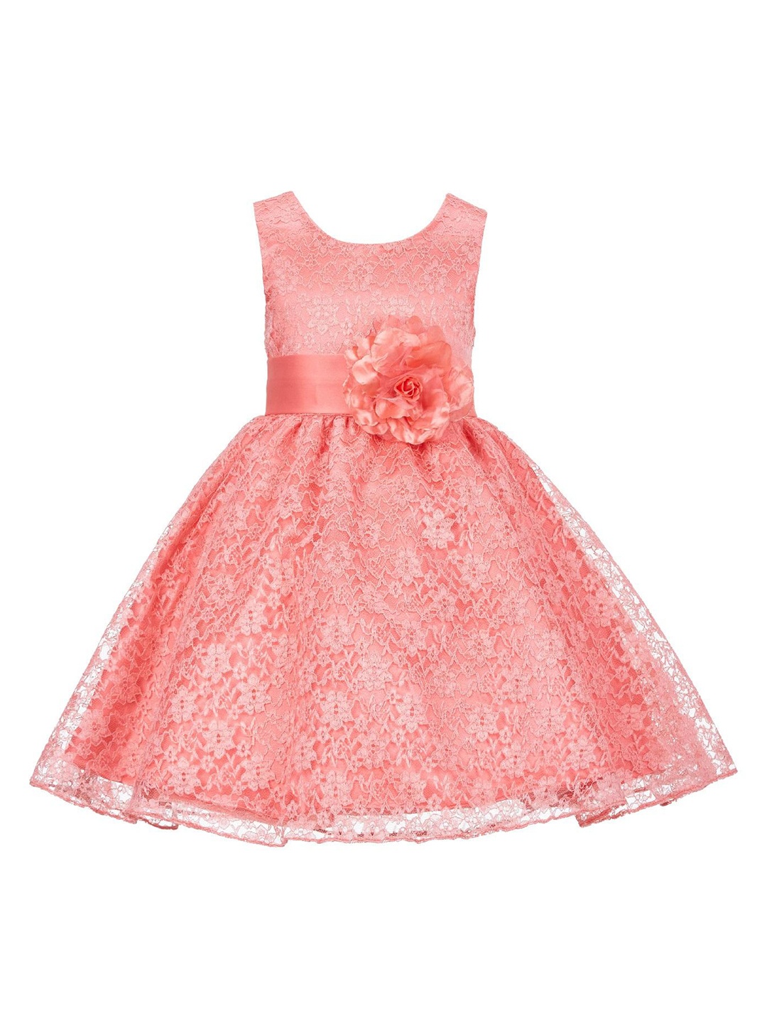 

BAESD Satin Round Neck Sleeveless Fit & Flare Dress, Peach