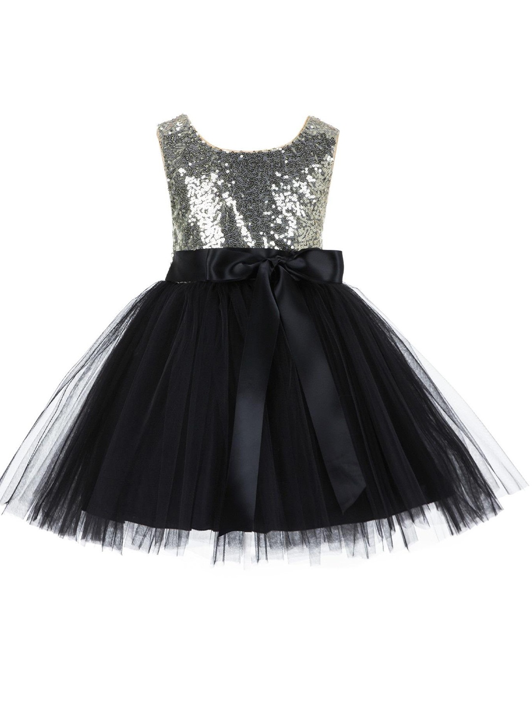 

BAESD Girls Sleeveless Net Fit & Flare Opaque PartyDress, Black