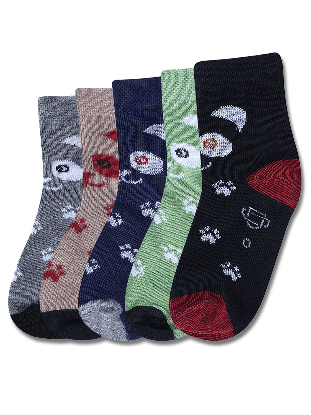 

Dollar Socks Kids Pack Of 5 Assorted Patterned Cotton Above Ankle Length Socks