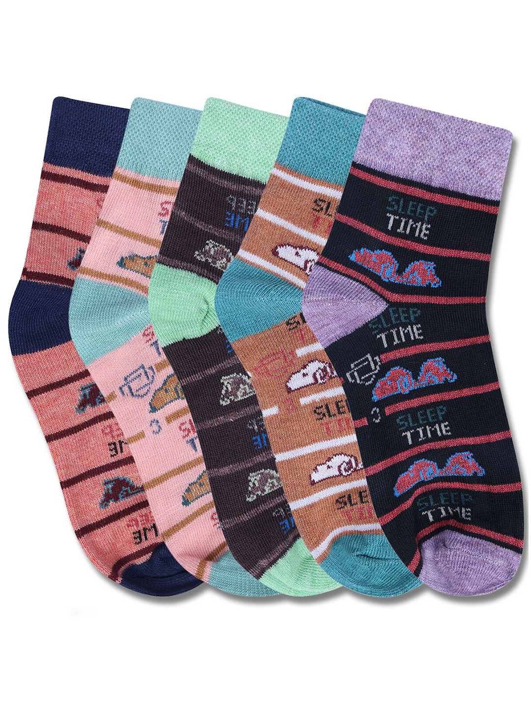 

Dollar Socks Kids Pack Of 5 Assorted Cotton Calf-Length Socks