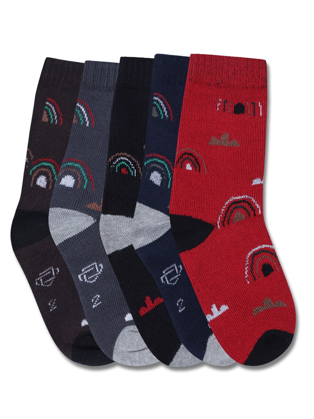 Dollar Socks Kids Pack Of 5 Assorted Cotton Calf Length Socks