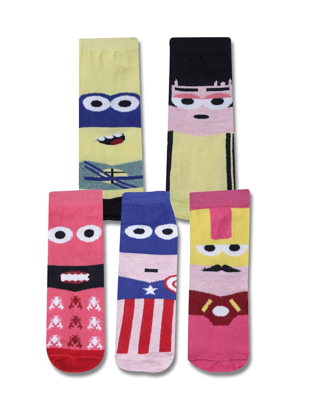 

Dollar Socks Kids Pack Of 5 Assorted Pure Cotton Calf-Length Socks