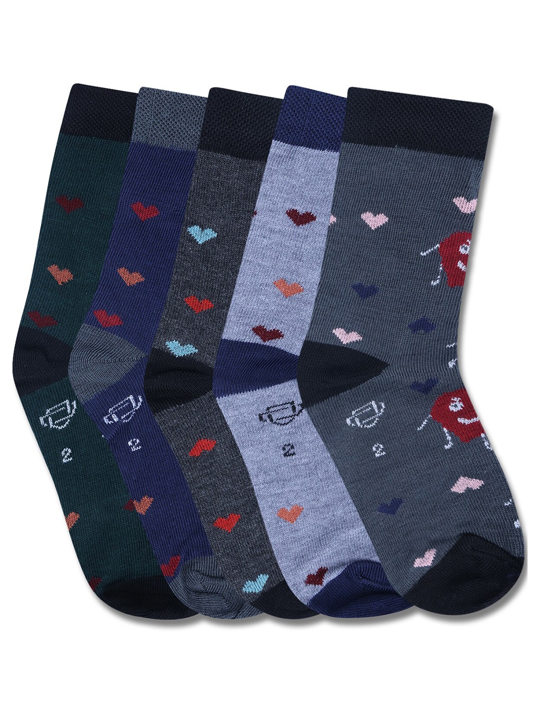 Dollar Socks Kids Pack Of 5 Assorted Cotton Calf-Length Socks