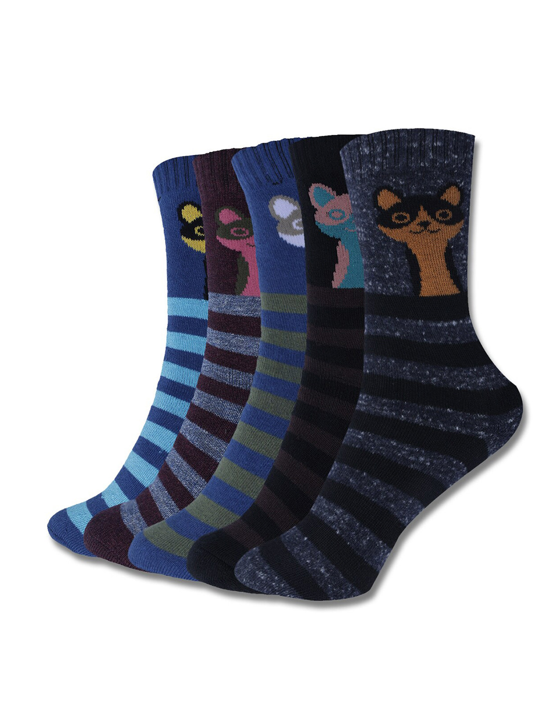 

Dollar Socks Kids Pack Of 5 Patterned Calf Length Assorted Cotton Socks