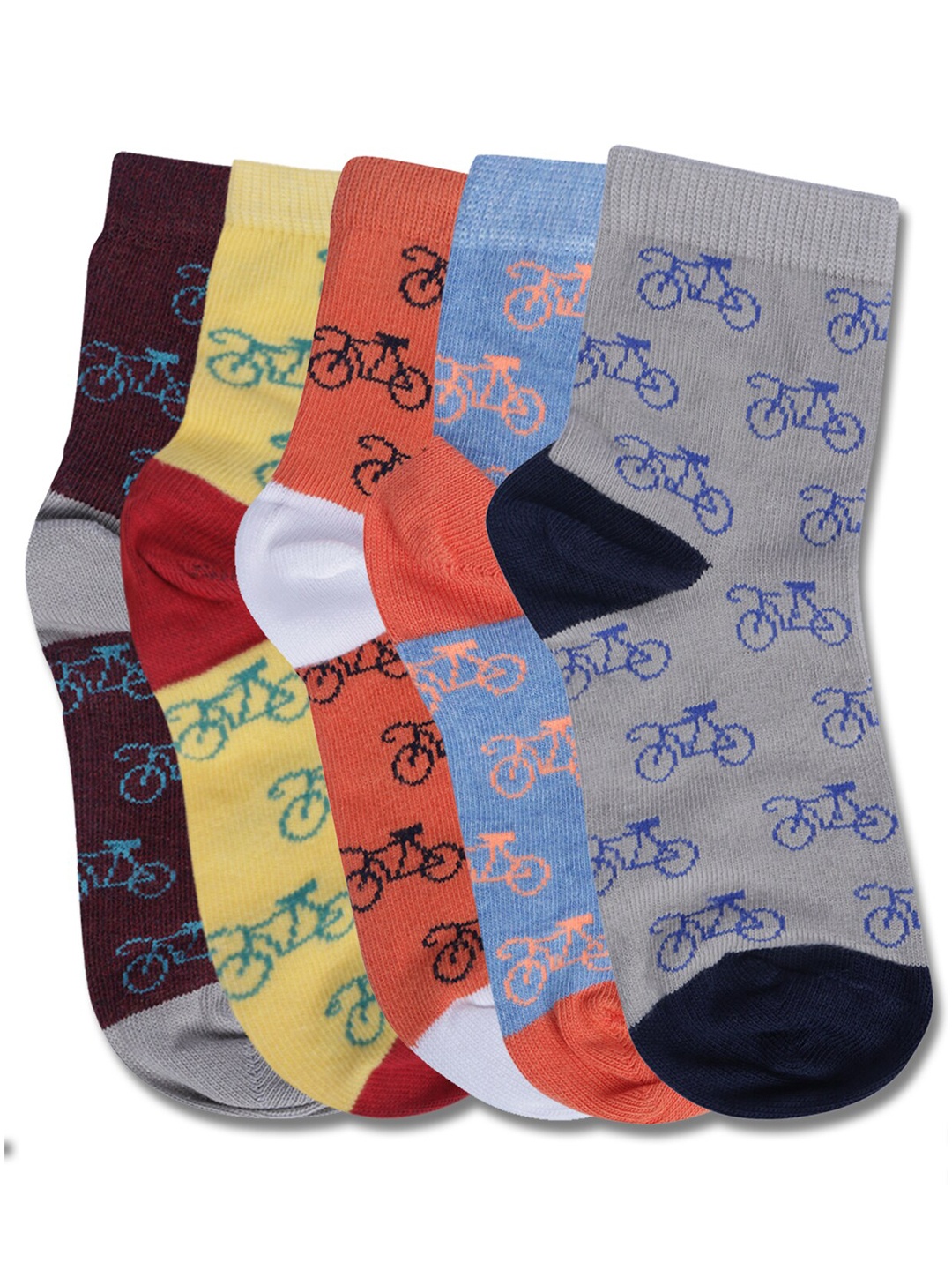 

Dollar Socks Kids Pack Of 5 Patterned Assorted Cotton Calf Length Socks