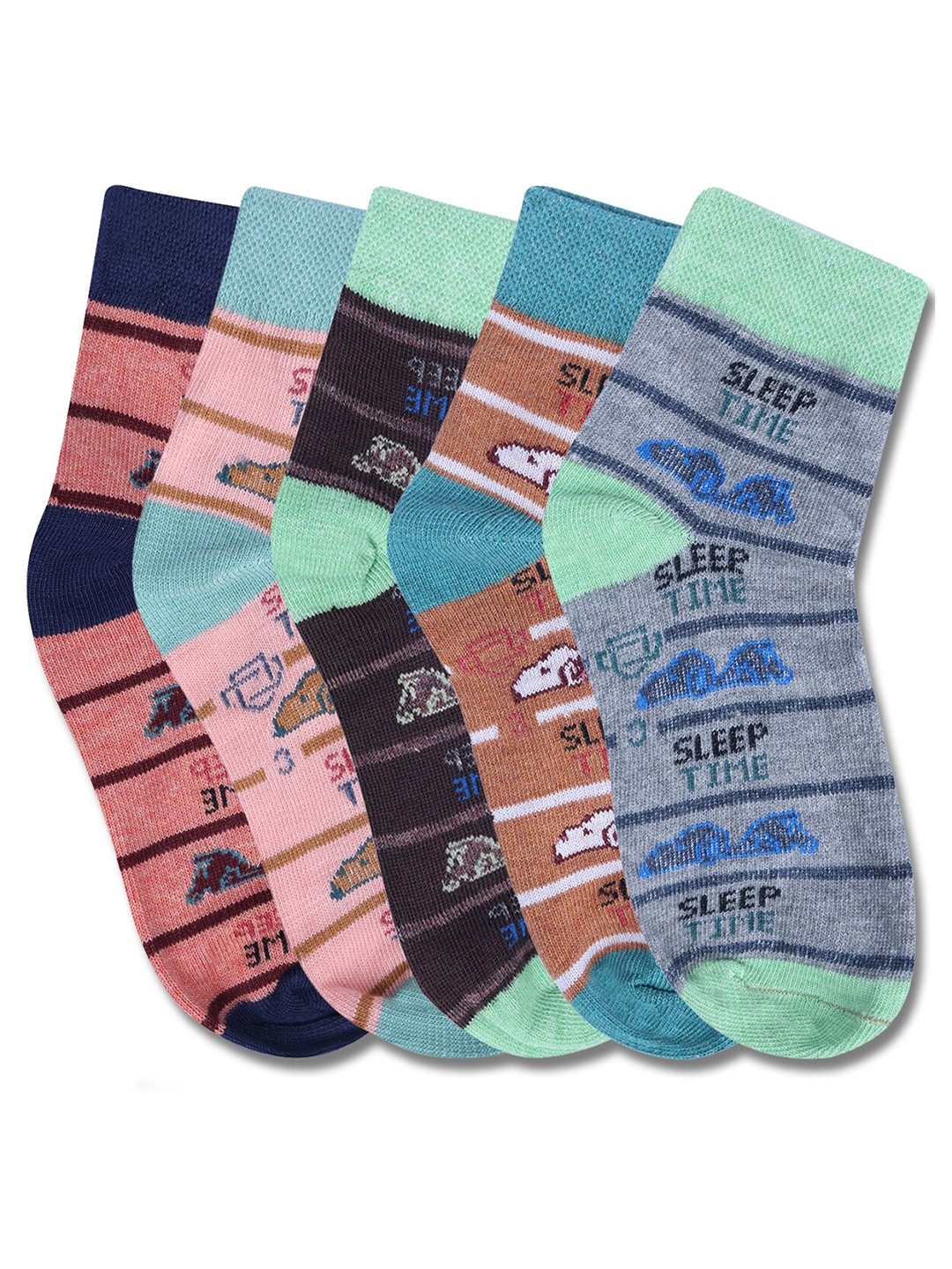 

Dollar Socks Kids Pack Of 5 Patterned Assorted Cotton Calf Length Socks