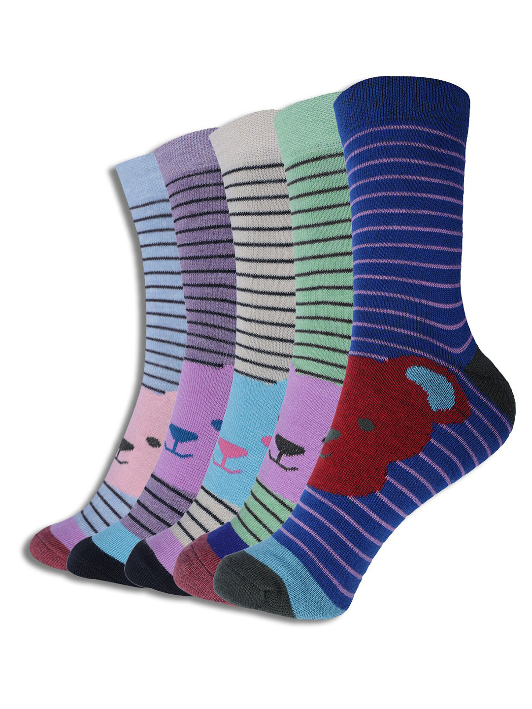 

Dollar Socks Kids Pack Of 5 Assorted Striped Cotton Socks