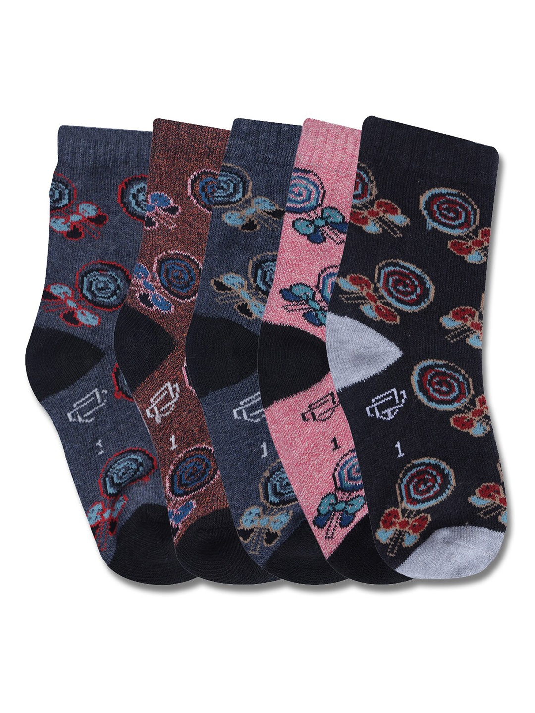 

Dollar Socks Kids Pack Of 5 Assorted Patterned Cotton Calf Length Socks