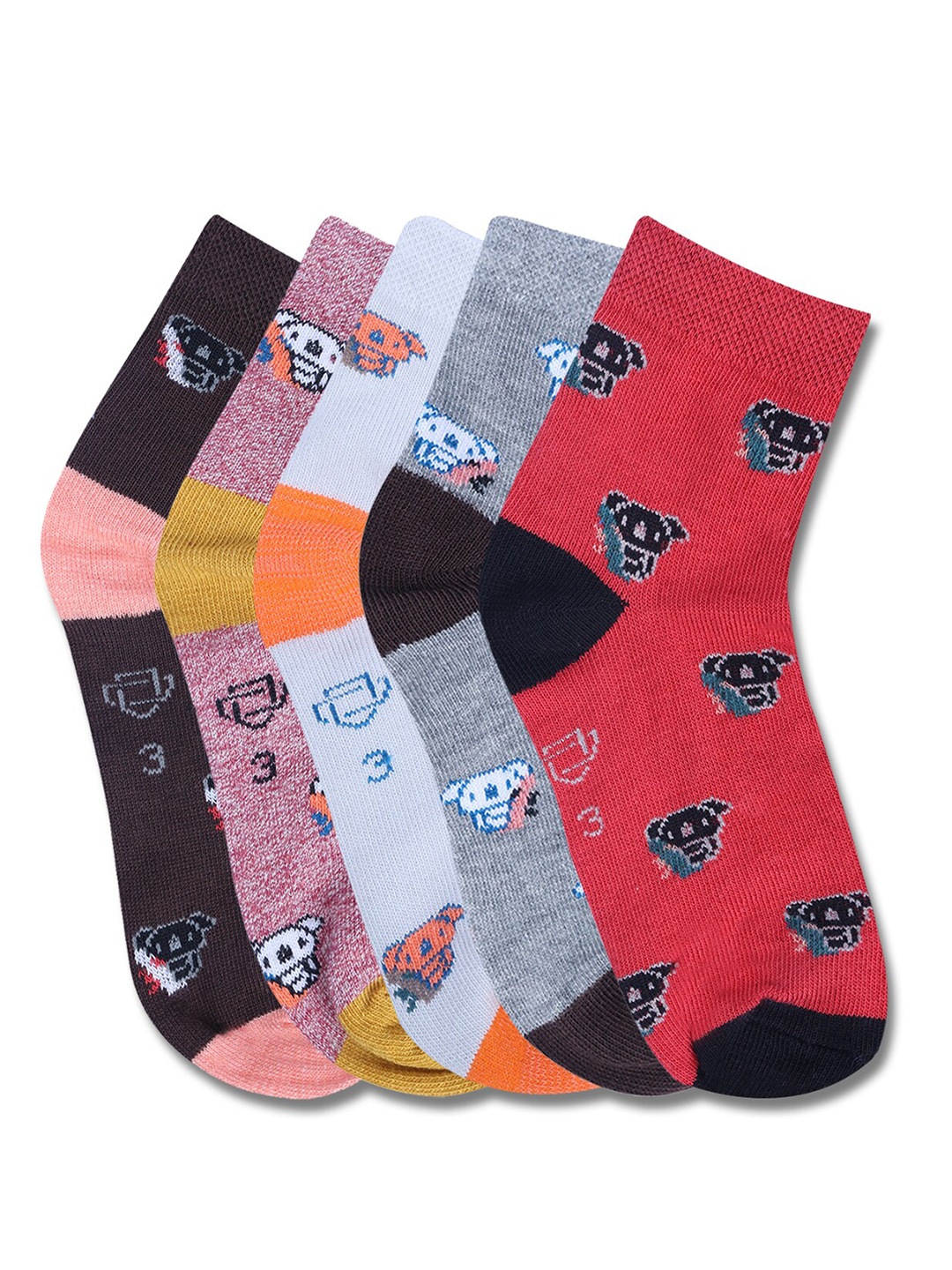 

Dollar Socks Kids Pack Of 5 Assorted Patterned Cotton Calf Length Socks