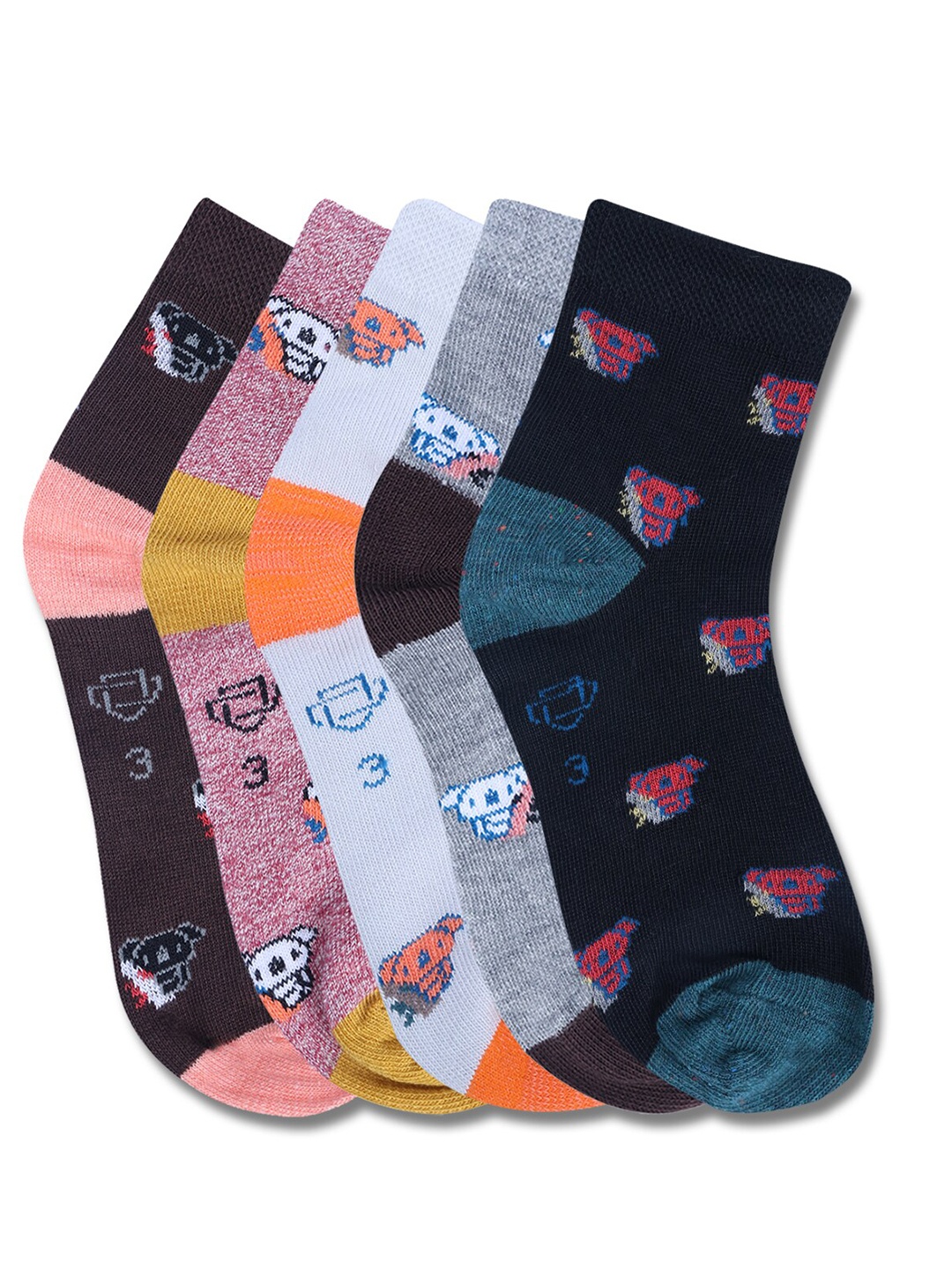 

Dollar Socks Kids Pack Of 5 Assorted Patterned Cotton Ankle Length Socks