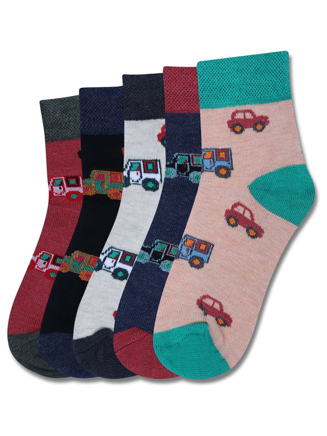 

Dollar Socks Kids Pack Of 5 Assorted Patterned Cotton Calf Length Socks