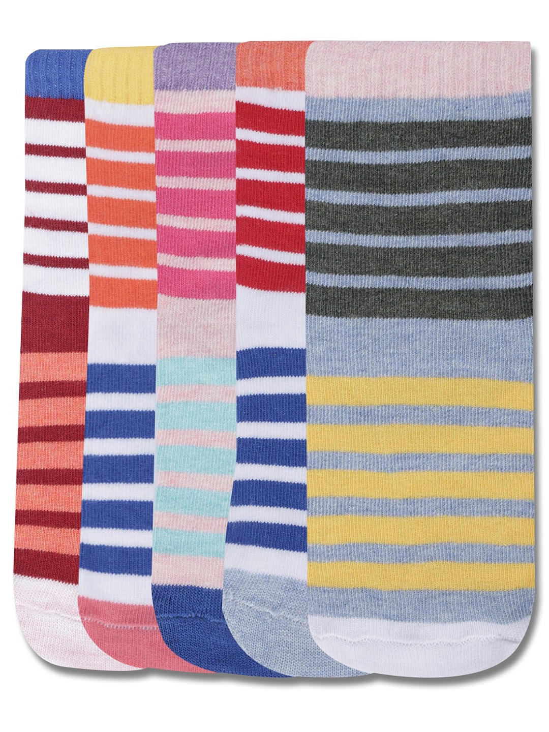 

Dollar Socks Kids Pack Of 5 Striped Assorted Calf-Length Socks