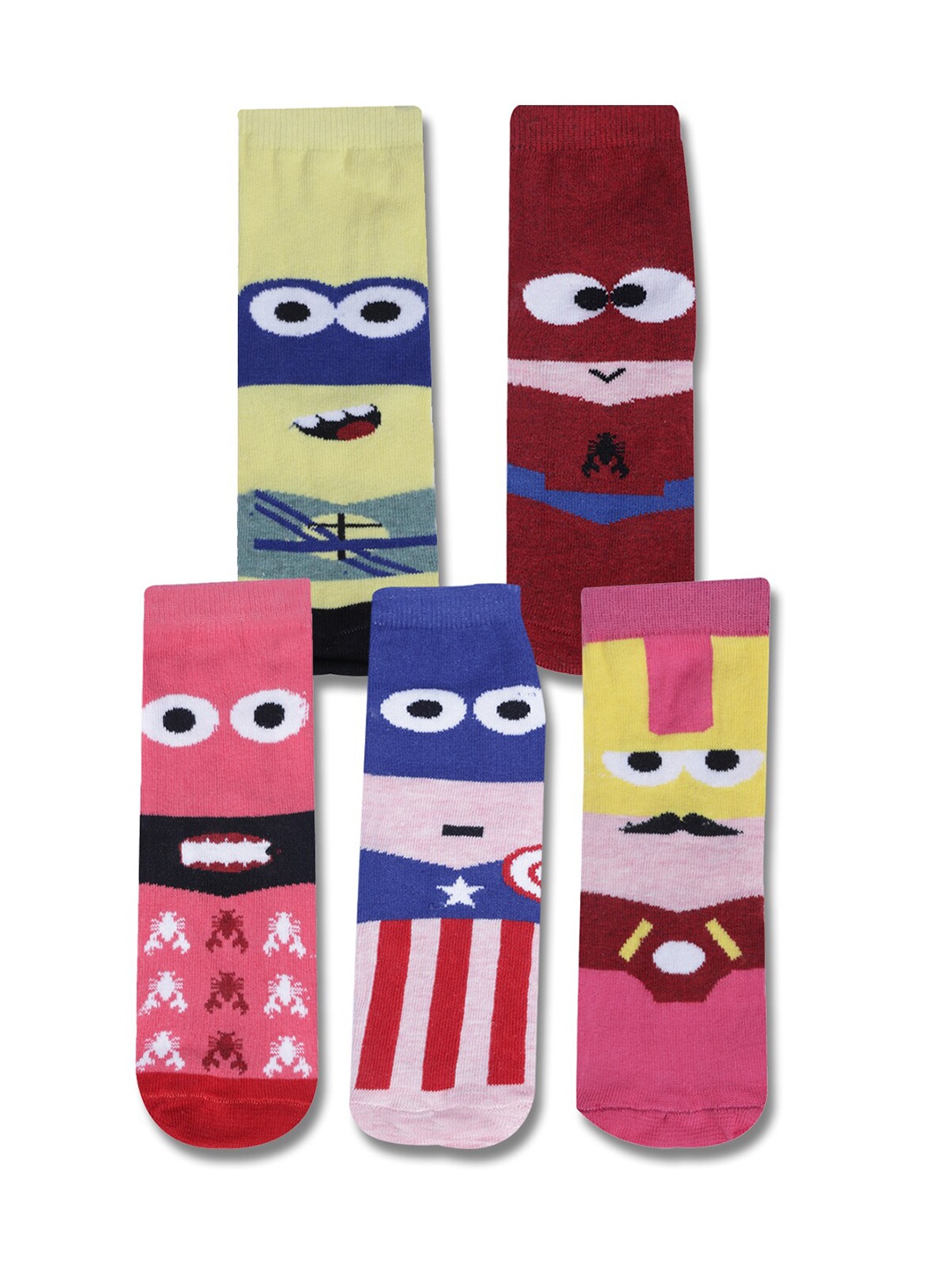 

Dollar Socks Kids Pack Of 5 Patterned Assorted Calf-Length Socks