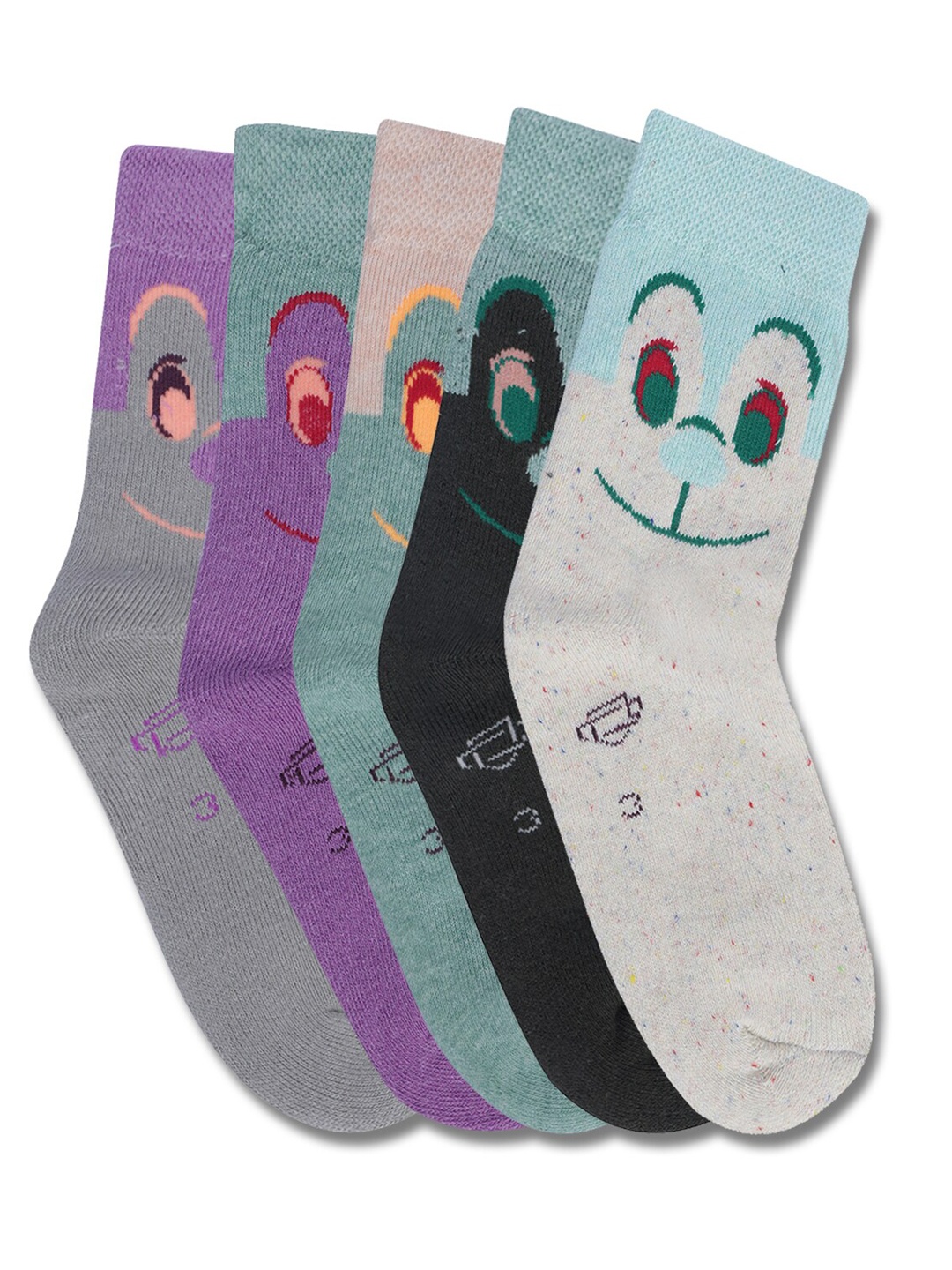 Dollar Socks Kids Pack Of 5 Assorted Calf-Length Socks