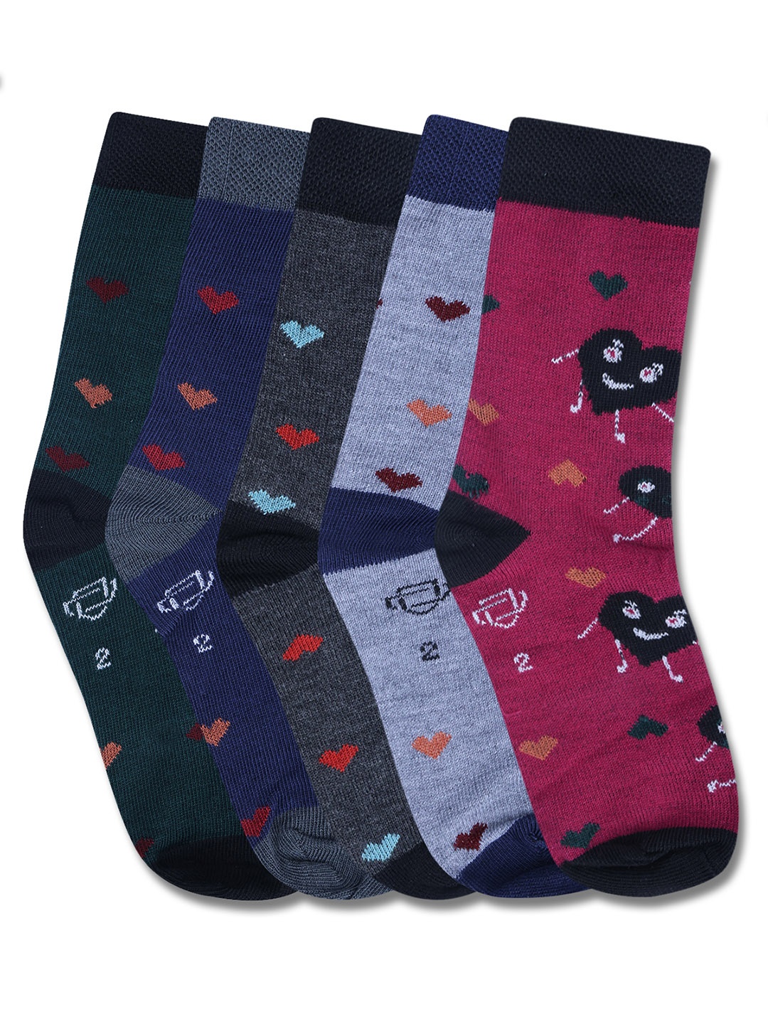 

Dollar Socks Kids Pack Of 5 Assorted Cotton Above Ankle-Length Socks
