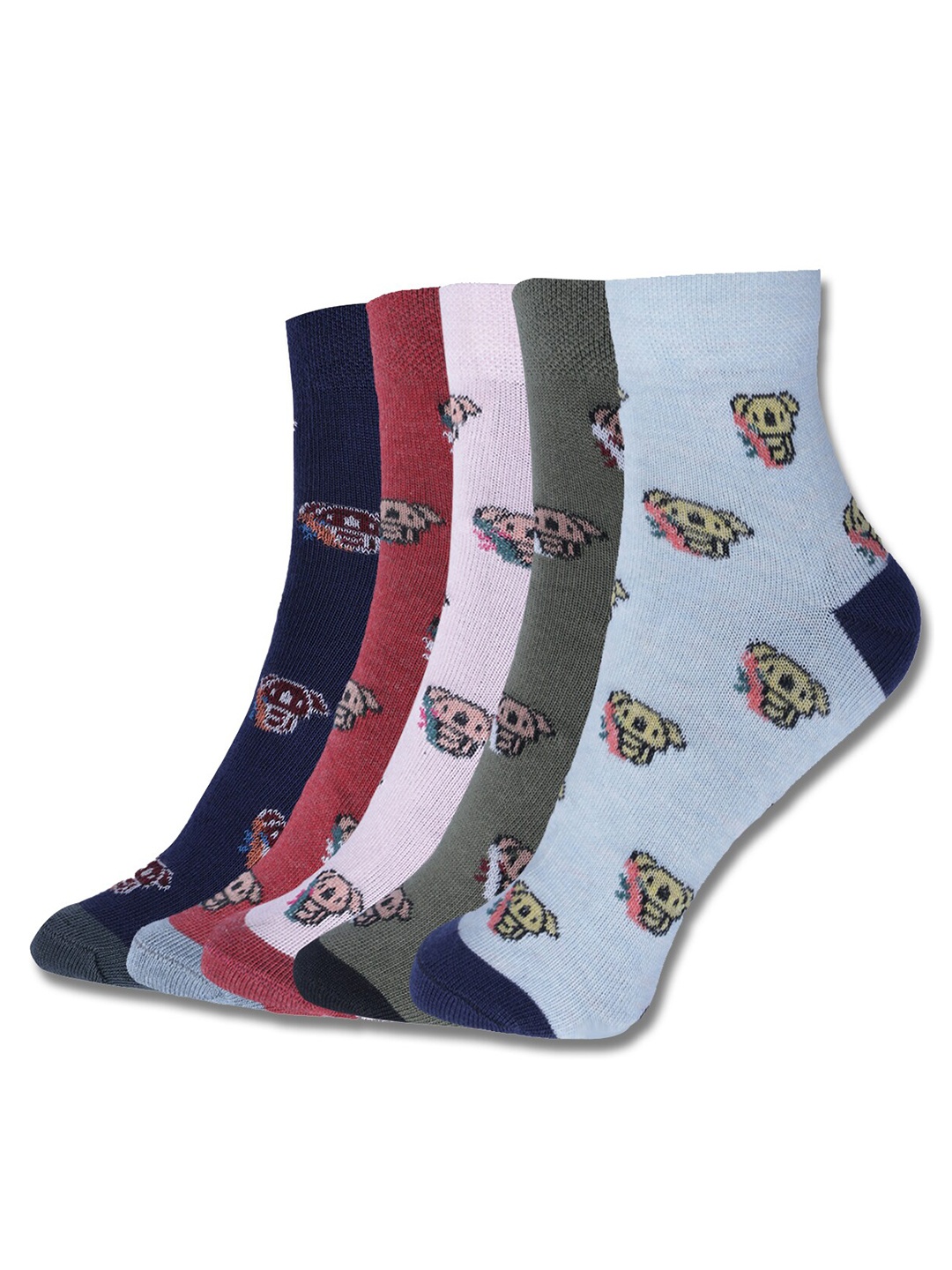 

Dollar Socks Kids Pack Of 5 Cotton Assorted Ankle-Length Socks