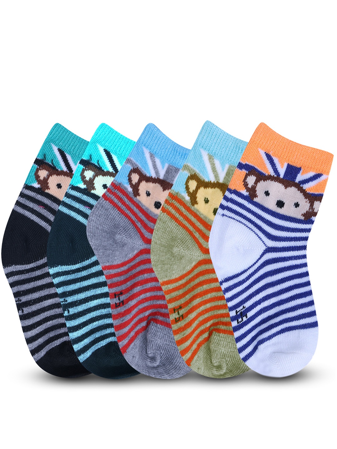 

Dollar Socks Kids Pack Of 5 Printed Calf-Length Socks, White