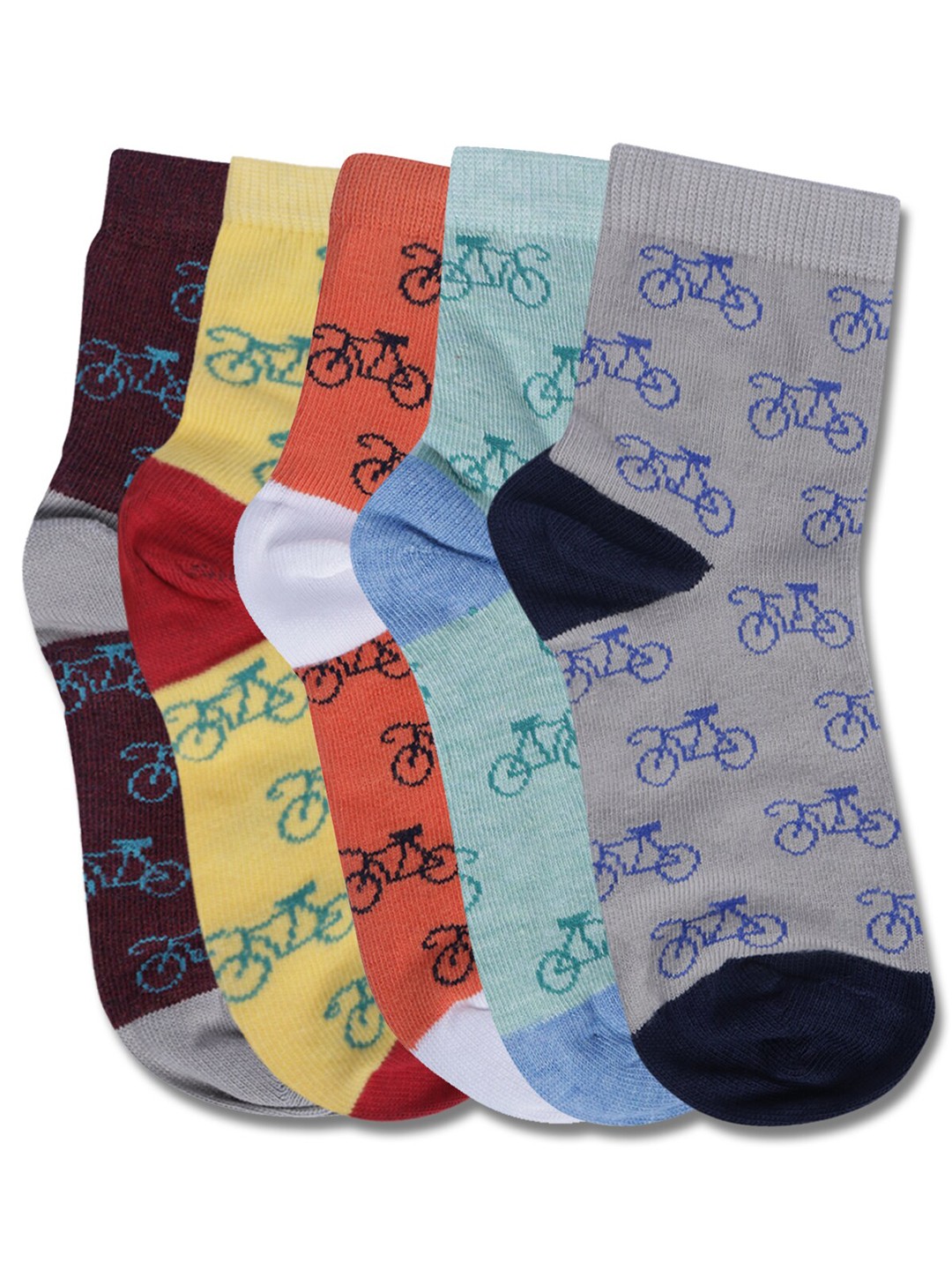 

Dollar Socks Kids Pack Of 5 Assorted Pure Cotton Calf-Length Socks