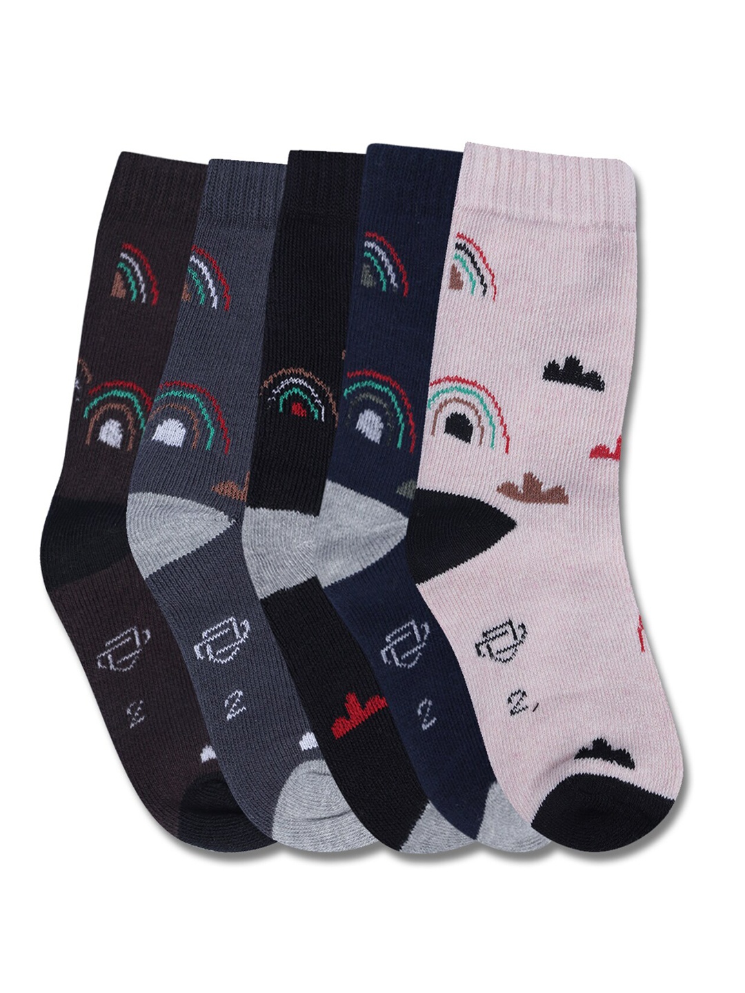 

Dollar Socks Kids Pack Of 5 Assorted Cotton Calf-Length Socks