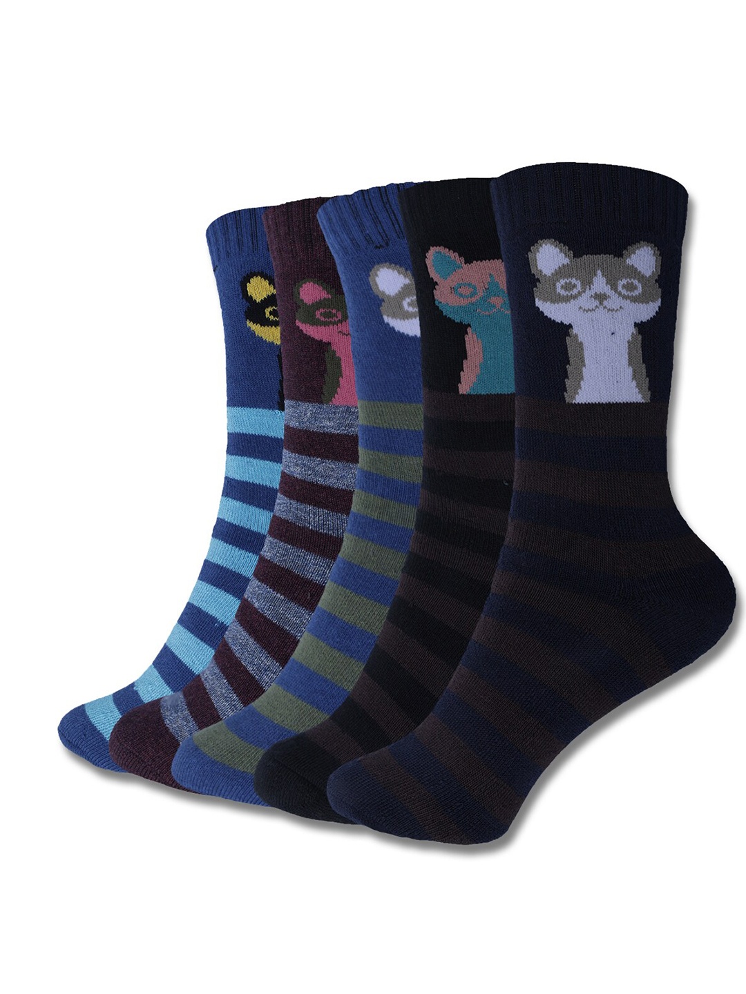 

Dollar Socks Kids Pack Of 5 Assorted Cotton Calf-Length Socks