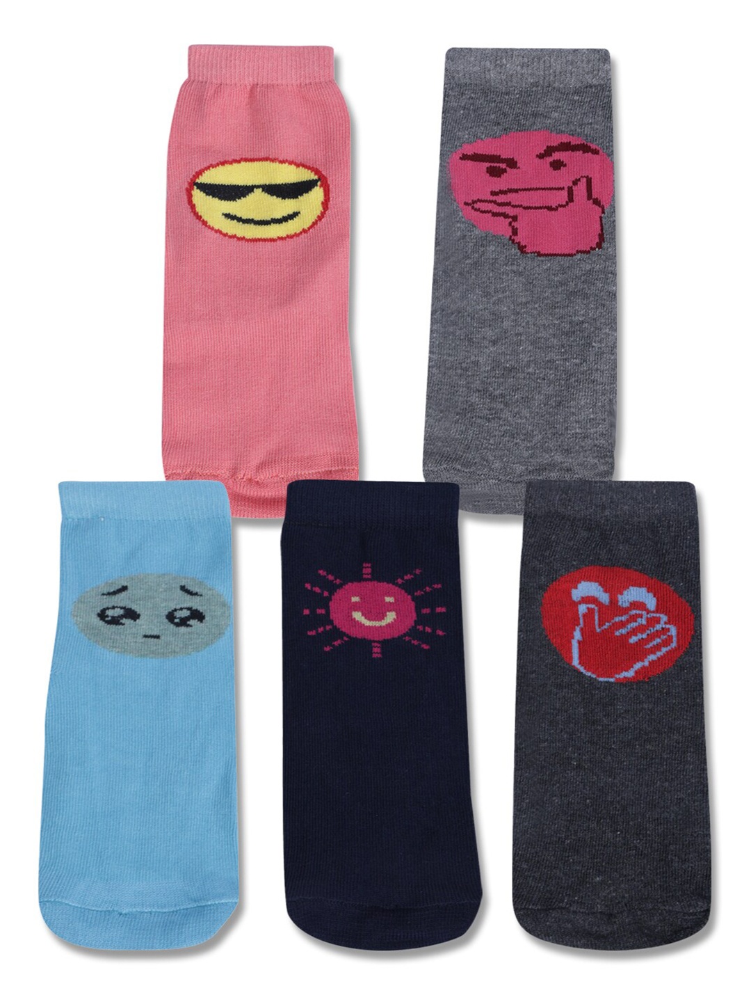 

Dollar Socks Kids Pack Of 5 Patterned Assorted Pure Cotton Ankle-Length Socks