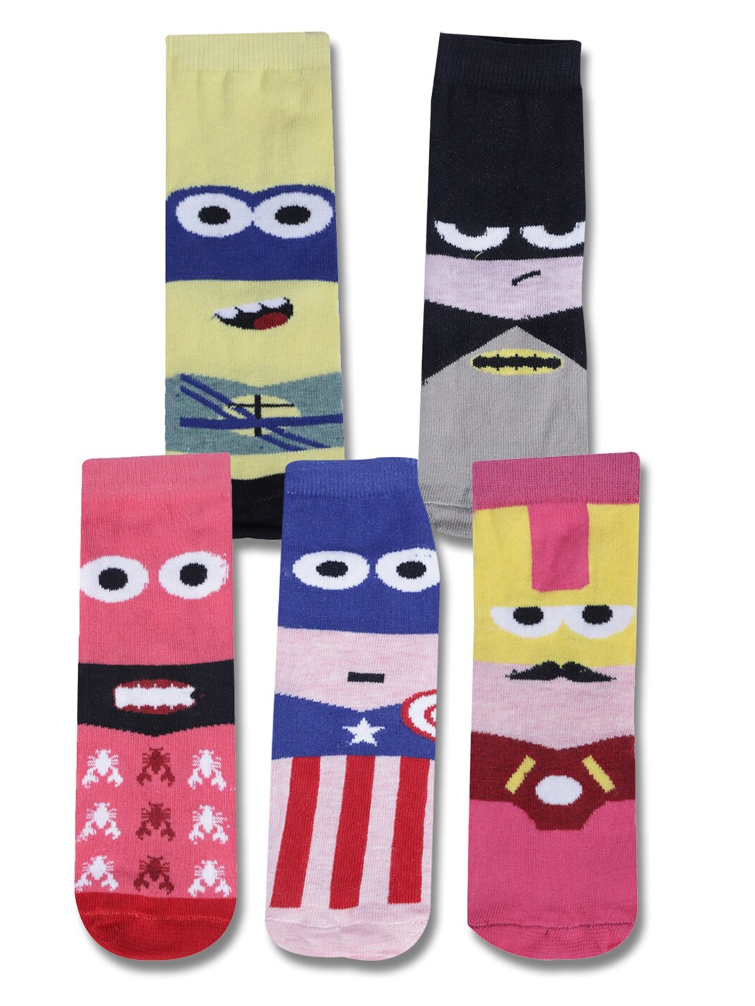 

Dollar Socks Kids Pack Of 5 Assorted Patterned Cotton Calf Length Socks