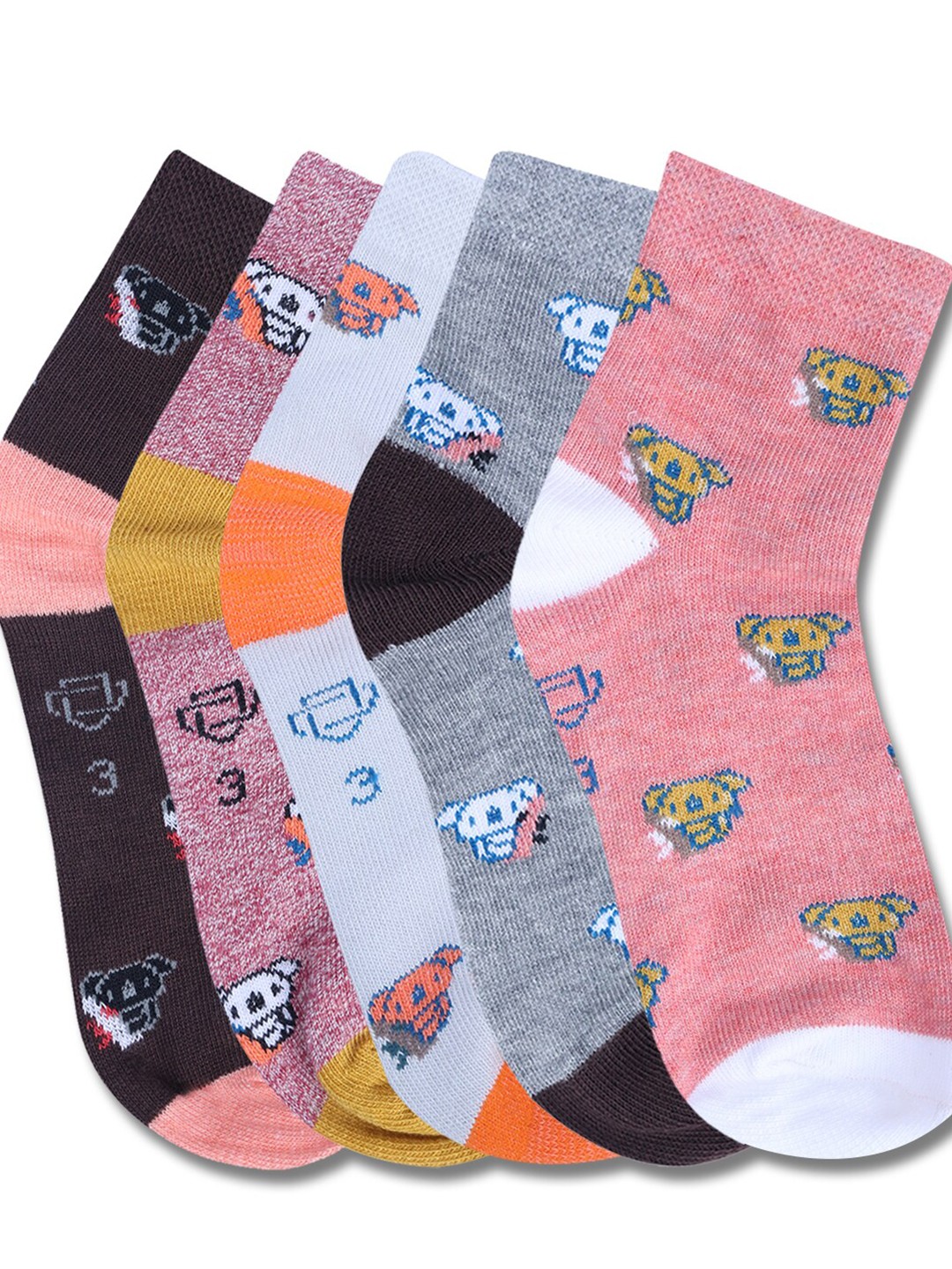 

Dollar Socks Kids Pack Of 5 Assorted Ankle-Length Cotton Socks