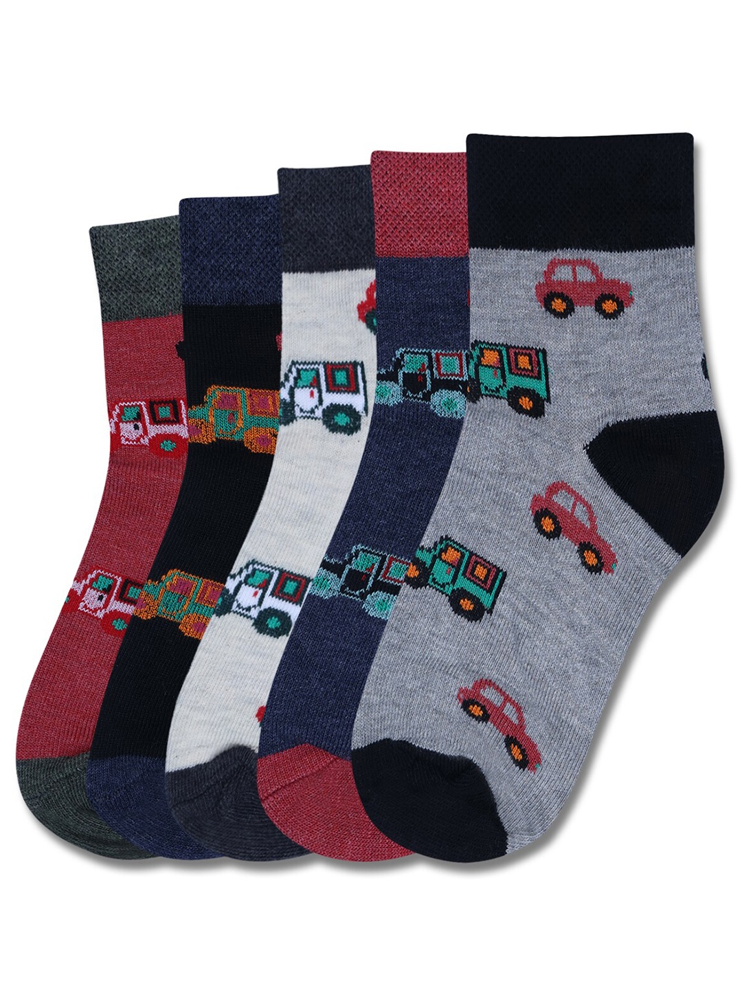 

Dollar Socks Kids Pack Of 5 Assorted Calf-Length Cotton Socks