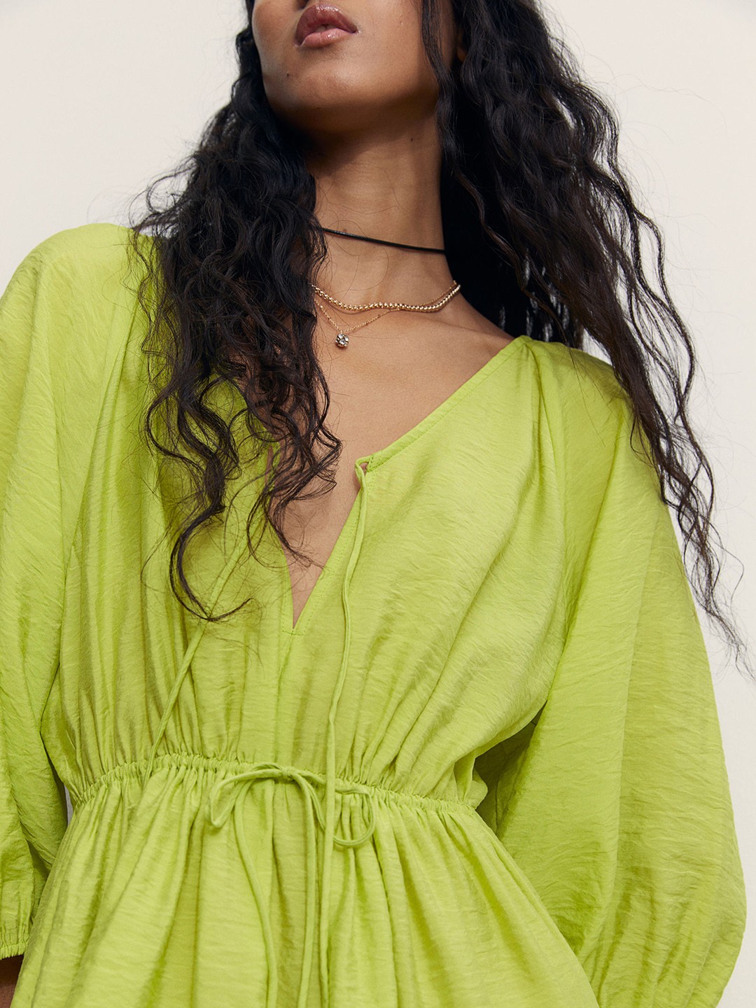 

H&M Tie-Detail Dress, Green